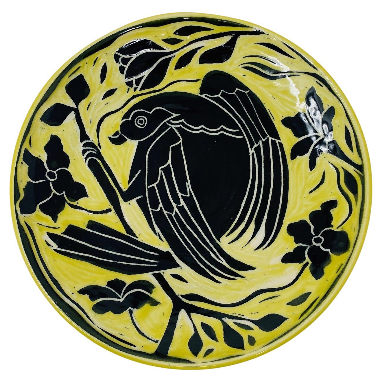 Vintage Ceramic Decorative Dish with Bird Figure by Wert Ceramics For Sale