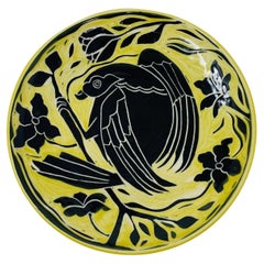 Plat décoratif vintage avec figure d'oiseau par Wert Ceramics