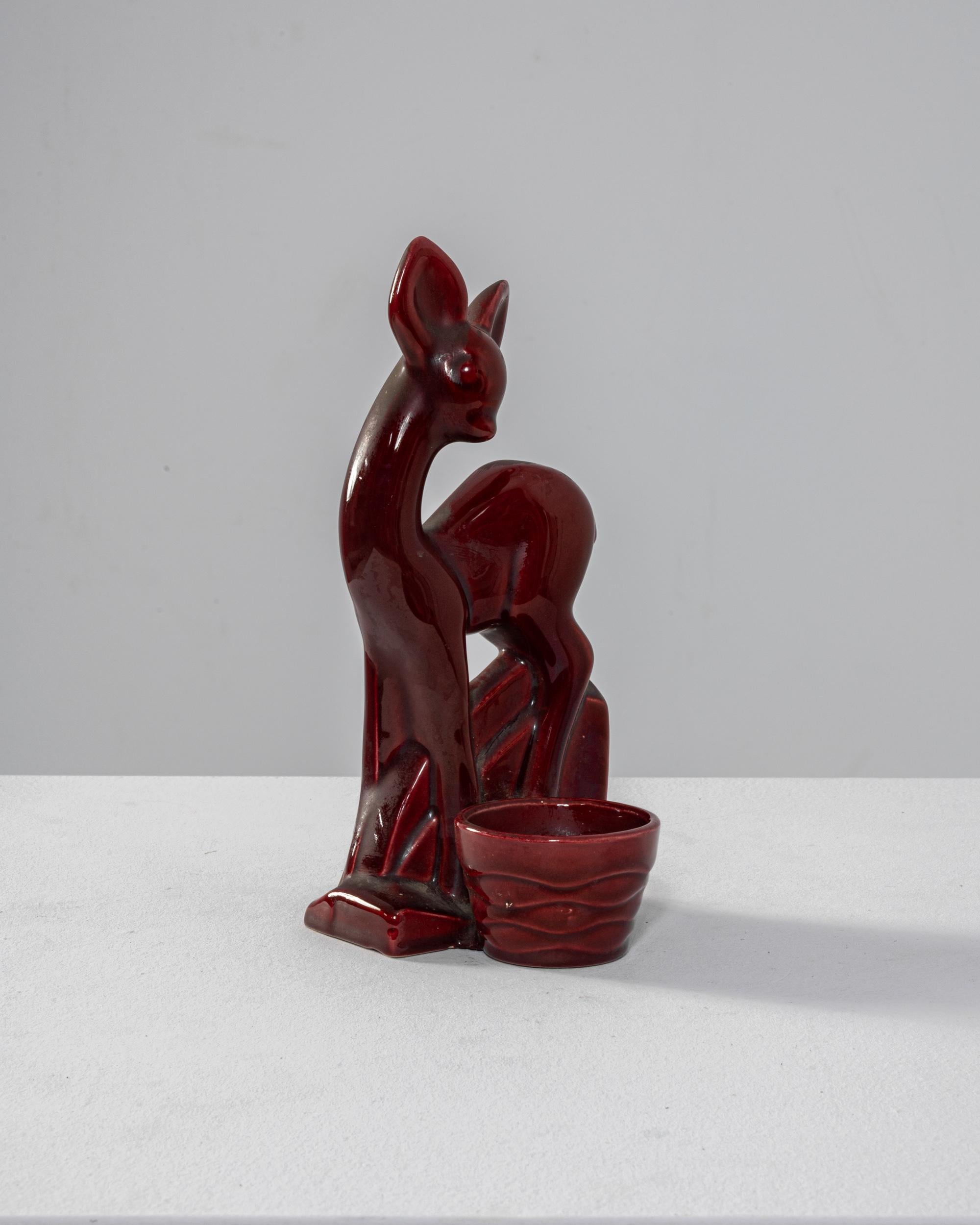 Mid-Century Modern Vintage Ceramic Deer Statuette