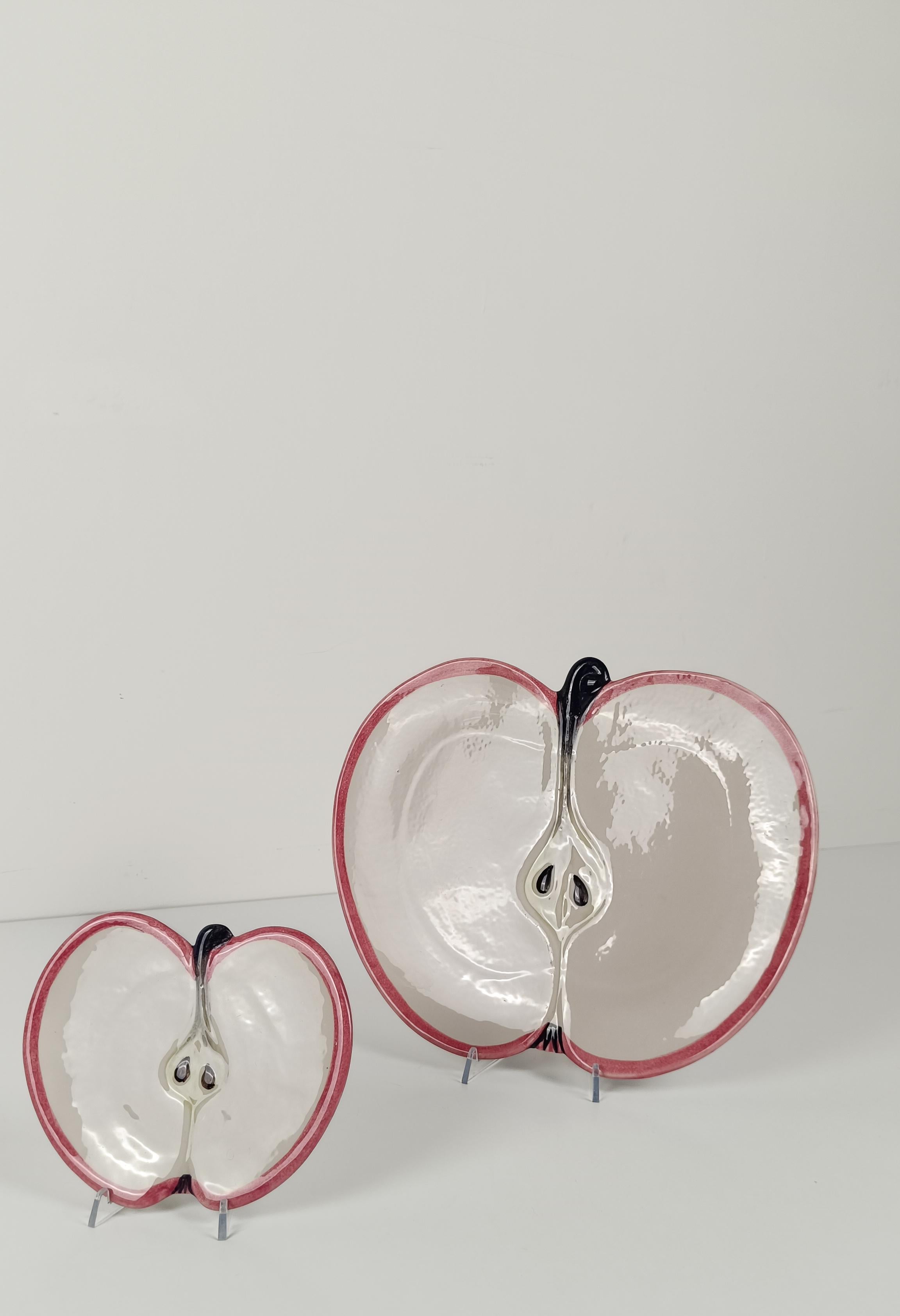 Vintage Ceramic Dessert Set Plates in Apple shape, Ernestine style, Italy 70s im Angebot 2