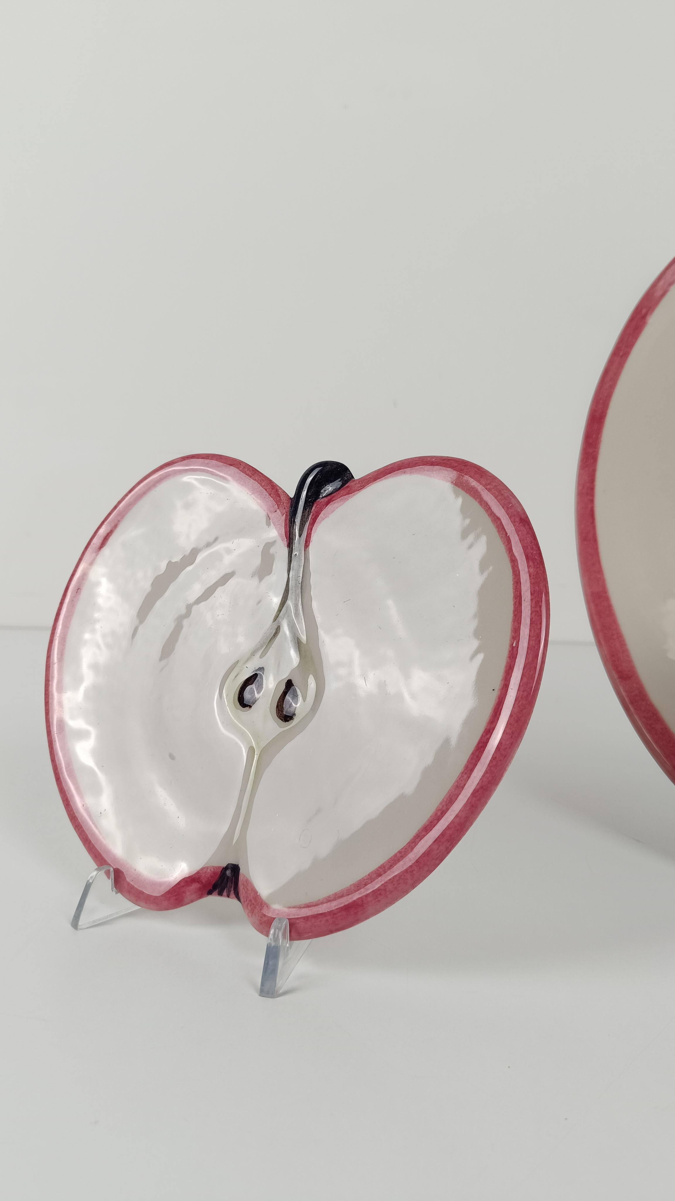 Vintage Ceramic Dessert Set Plates in Apple shape, Ernestine style, Italy 70s im Angebot 4