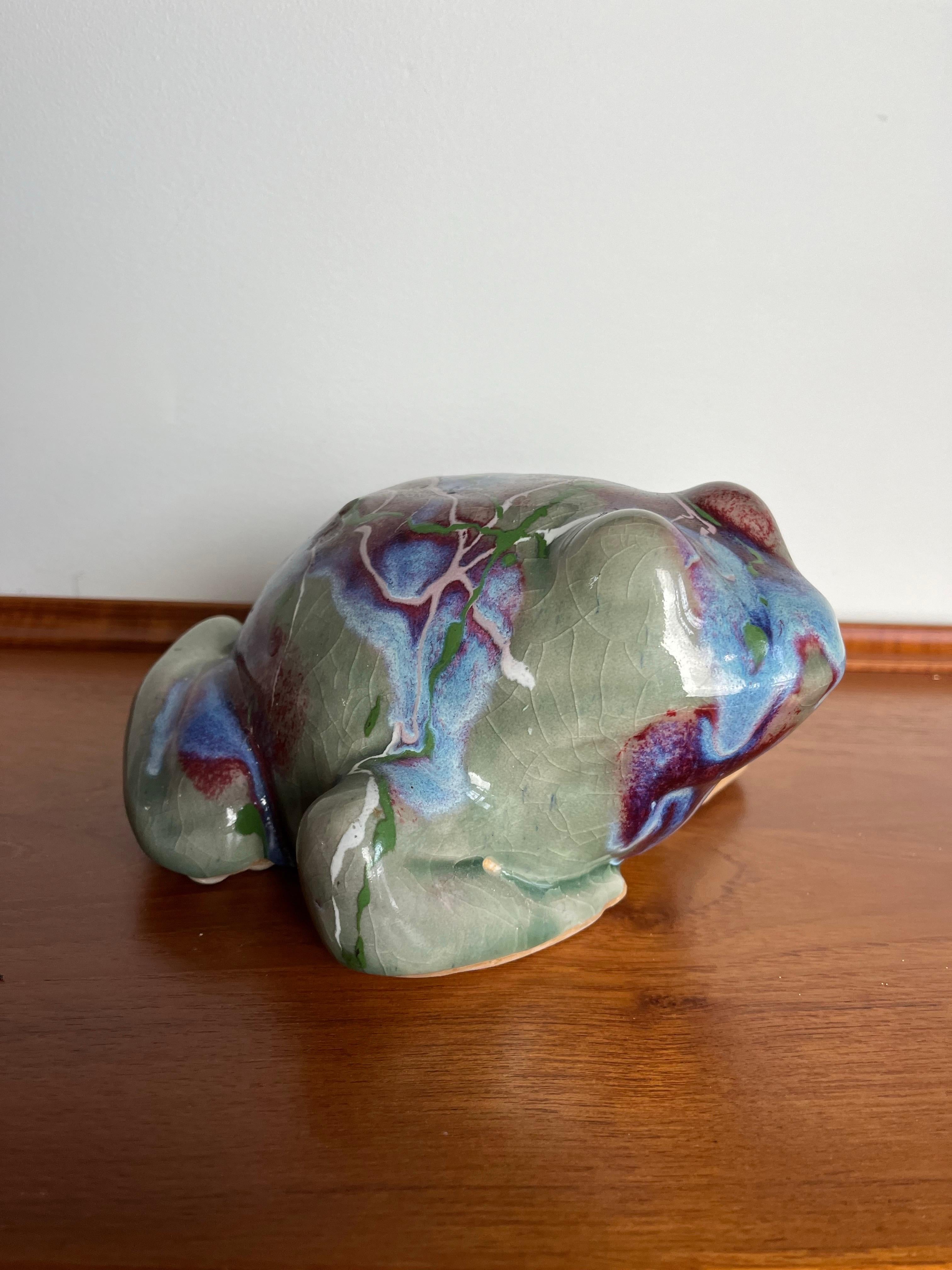 Smaltato Rana vintage in ceramica con smalto a goccia in vendita