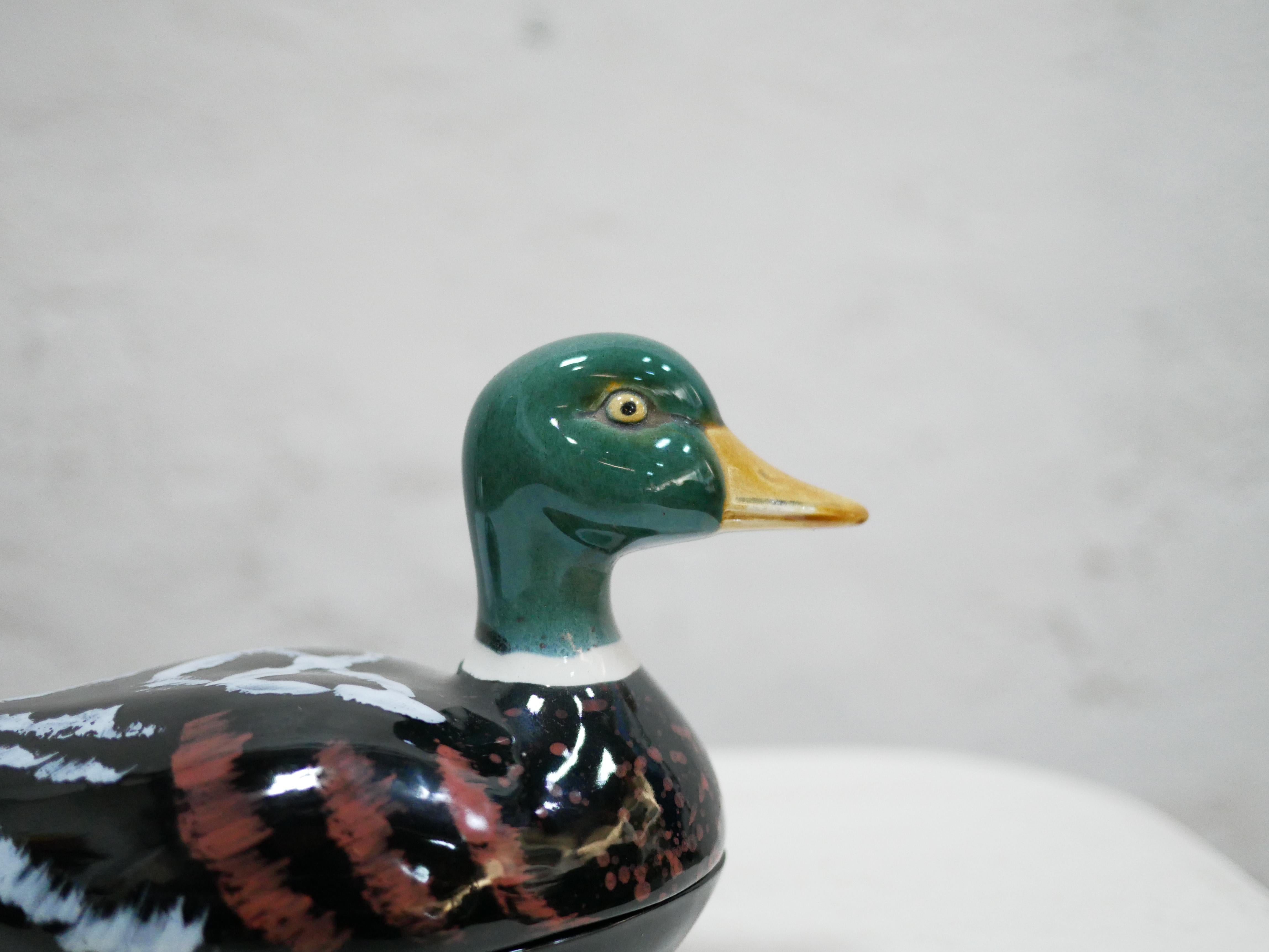 Vintage ceramic duck terrine by Michel Caugant In Good Condition For Sale In AIGNAN, FR