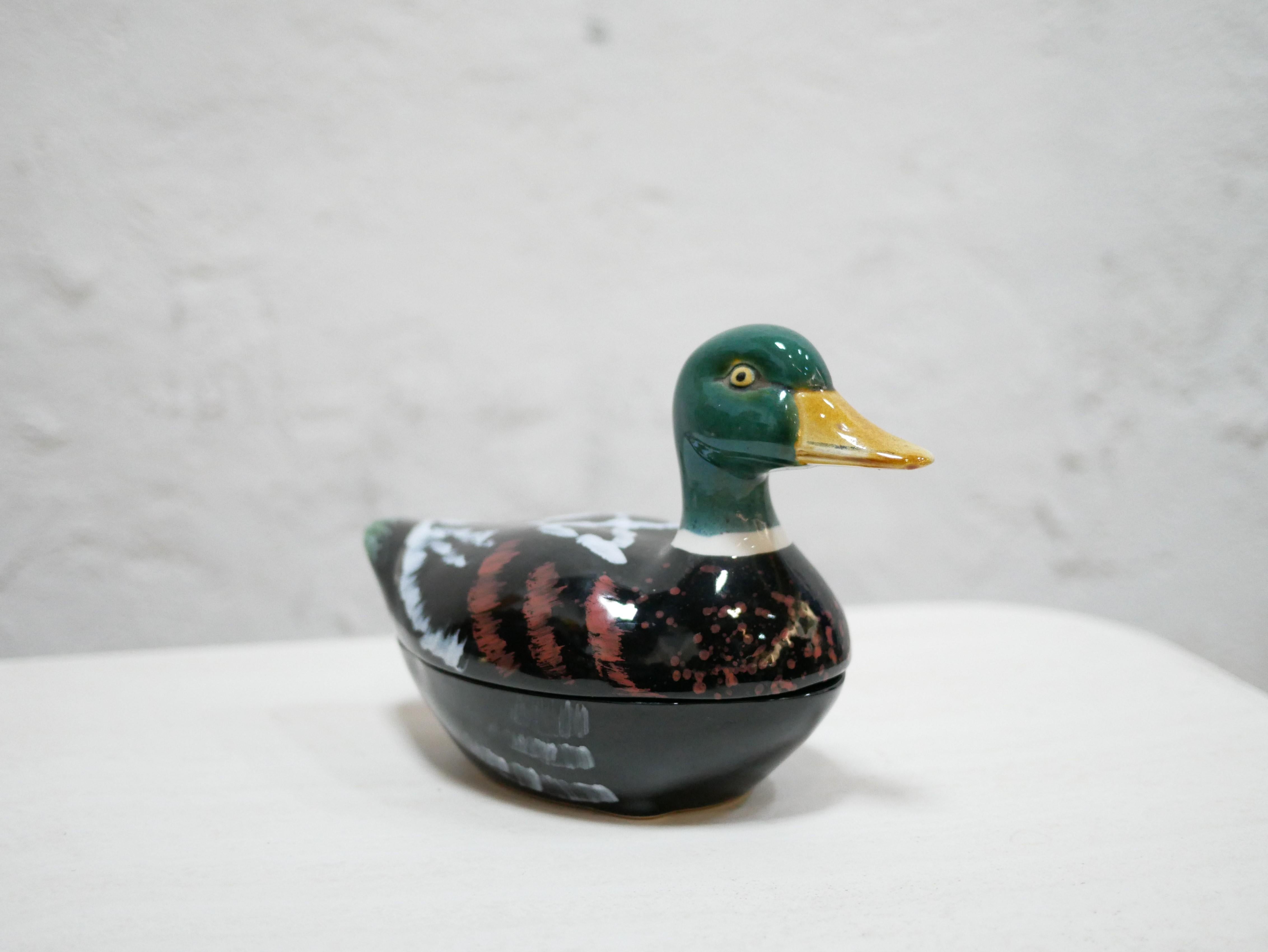 20th Century Vintage ceramic duck terrine by Michel Caugant For Sale