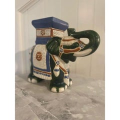 Vintage Ceramic Elephant Garden Stool Plant Stand