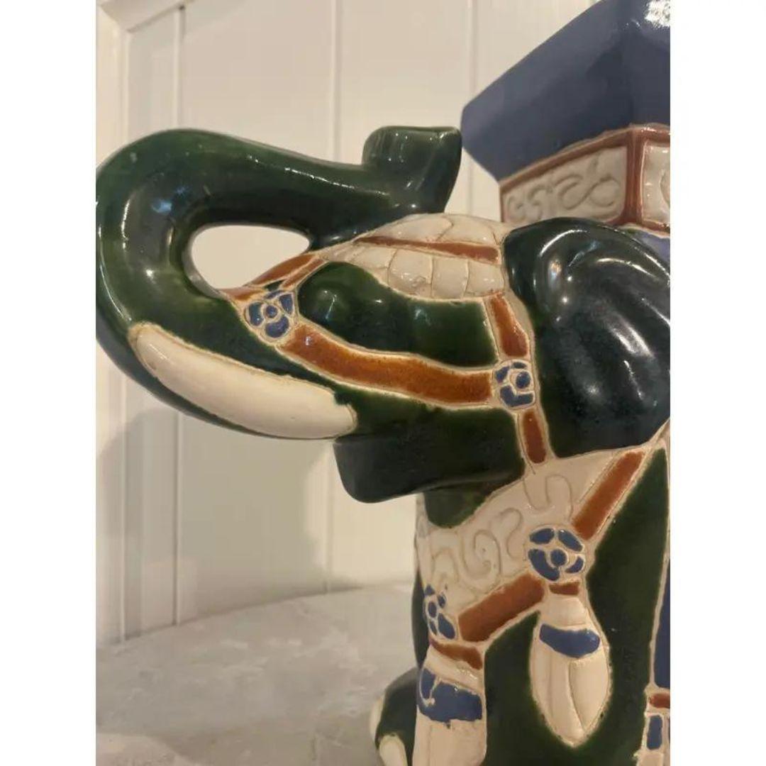 Unknown Vintage Ceramic Elephant Garden Stool Plant Stand
