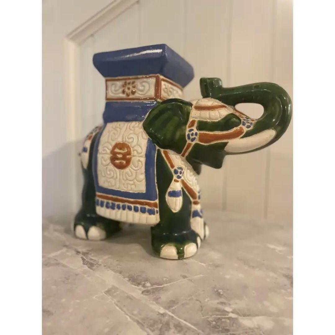 Vintage Ceramic Elephant Garden Stool Plant Stand For Sale 3