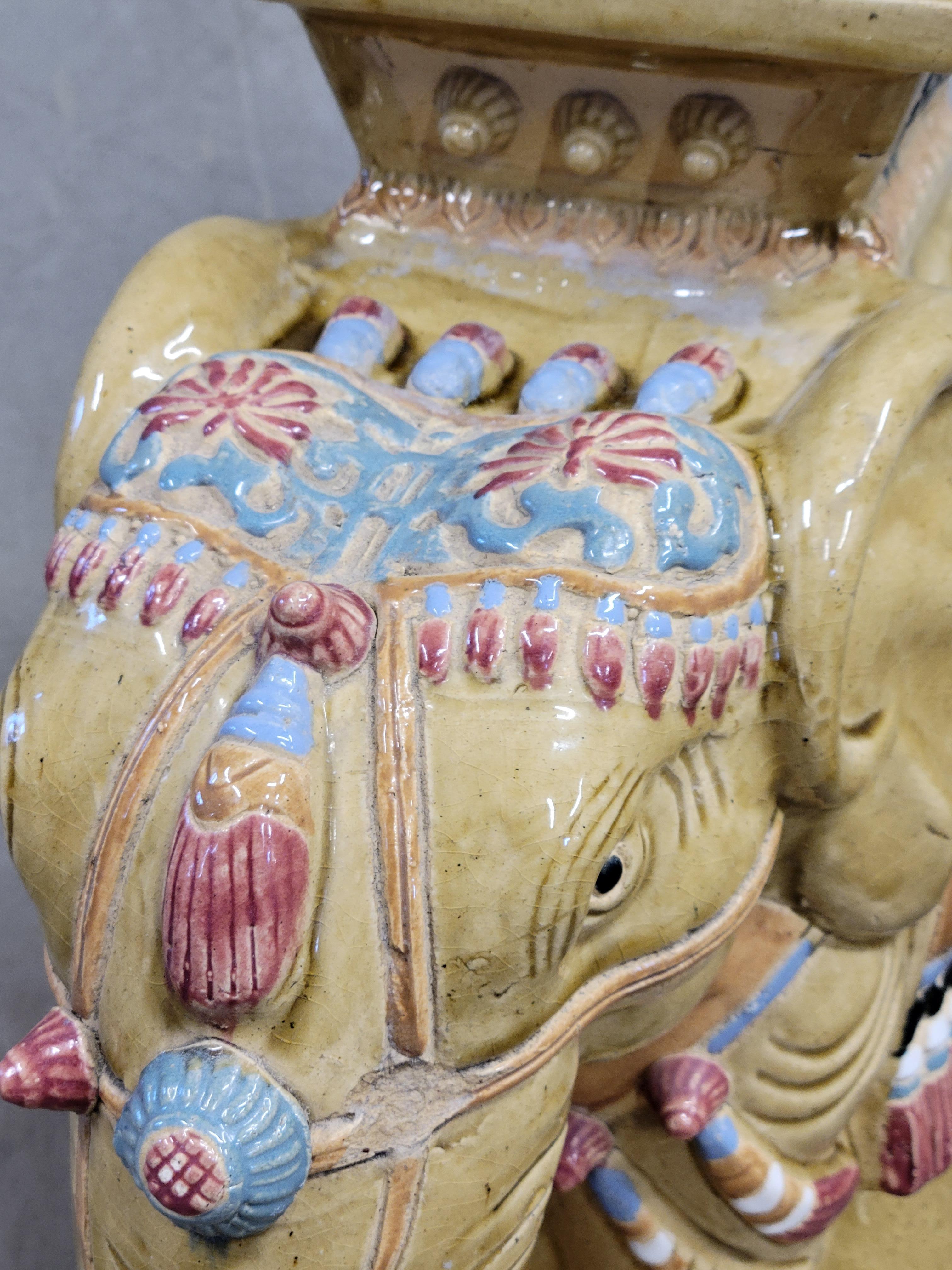 Vintage Ceramic Elephant Garden Stools - a Pair 2