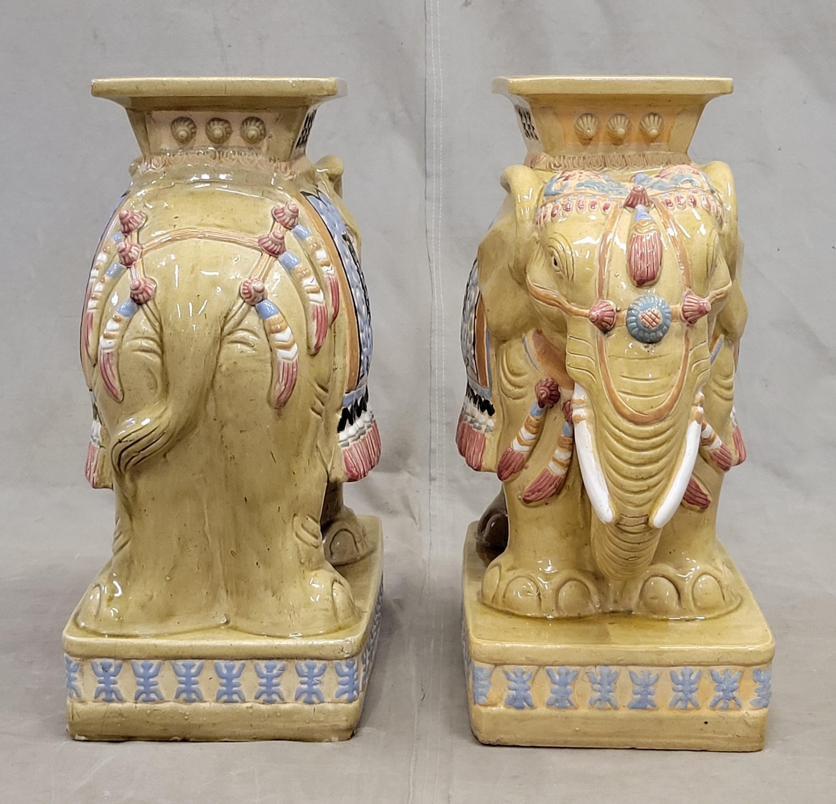 Vintage Ceramic Elephant Garden Stools - a Pair 3