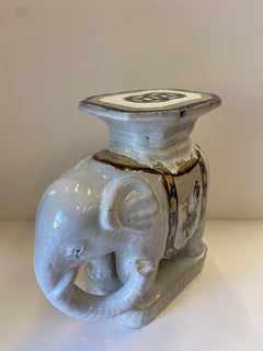 Vieille Ceramique Elephant Motife Garden Seat End Table
