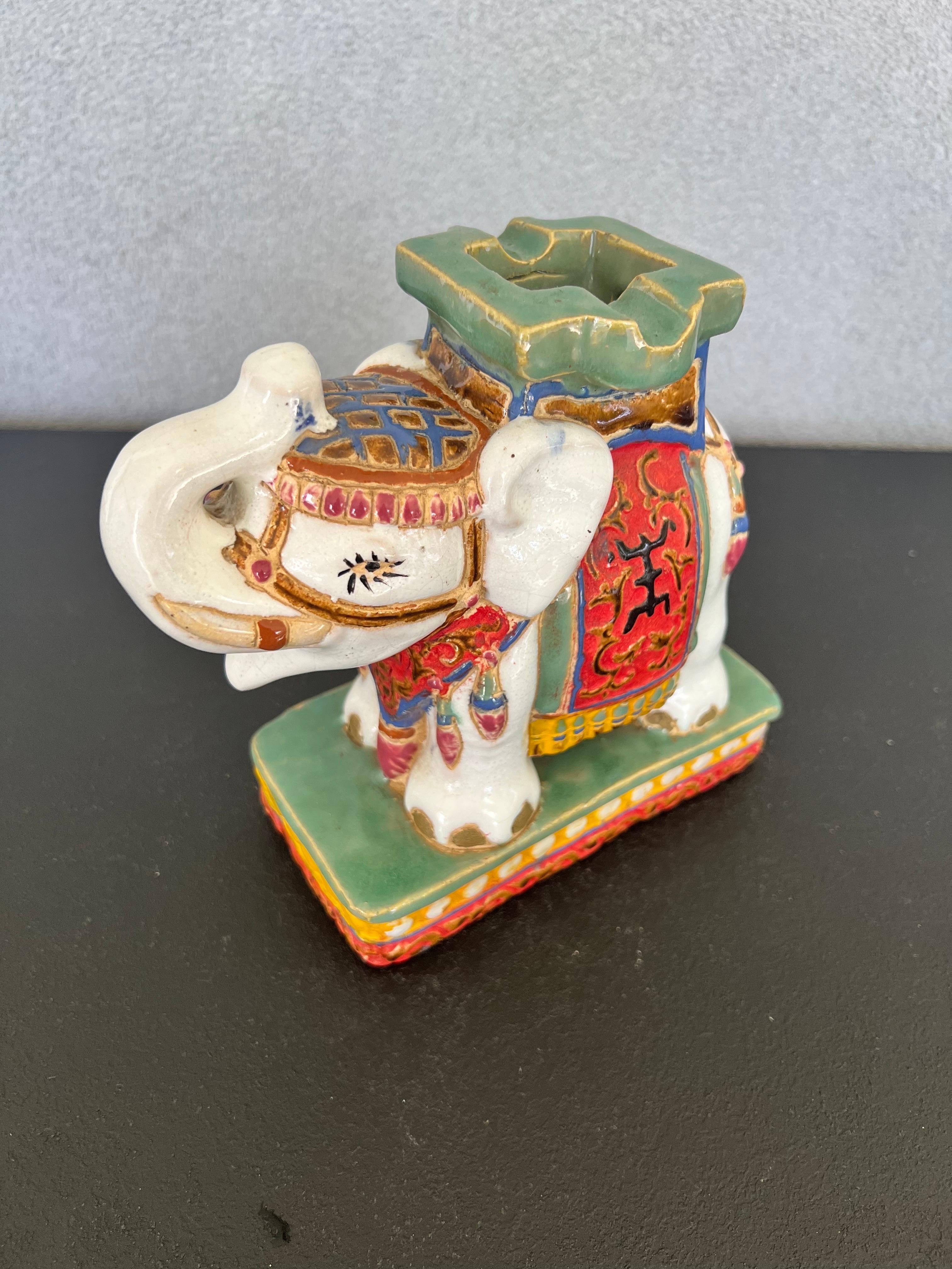 Unknown Vintage Ceramic Elephant Ashtray  For Sale