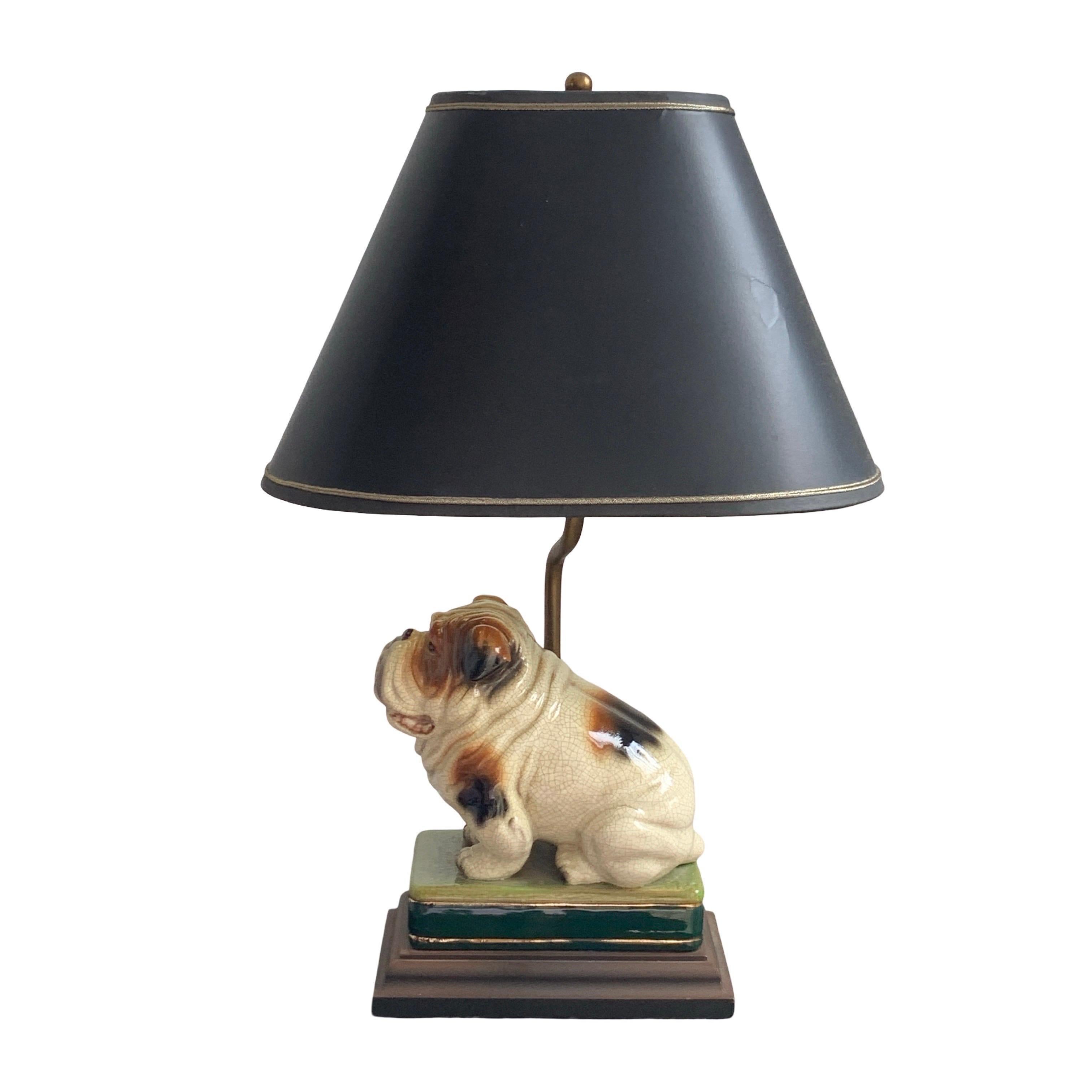 Vintage Ceramic English Bulldog Desk/Accent Table Lamp from Italy