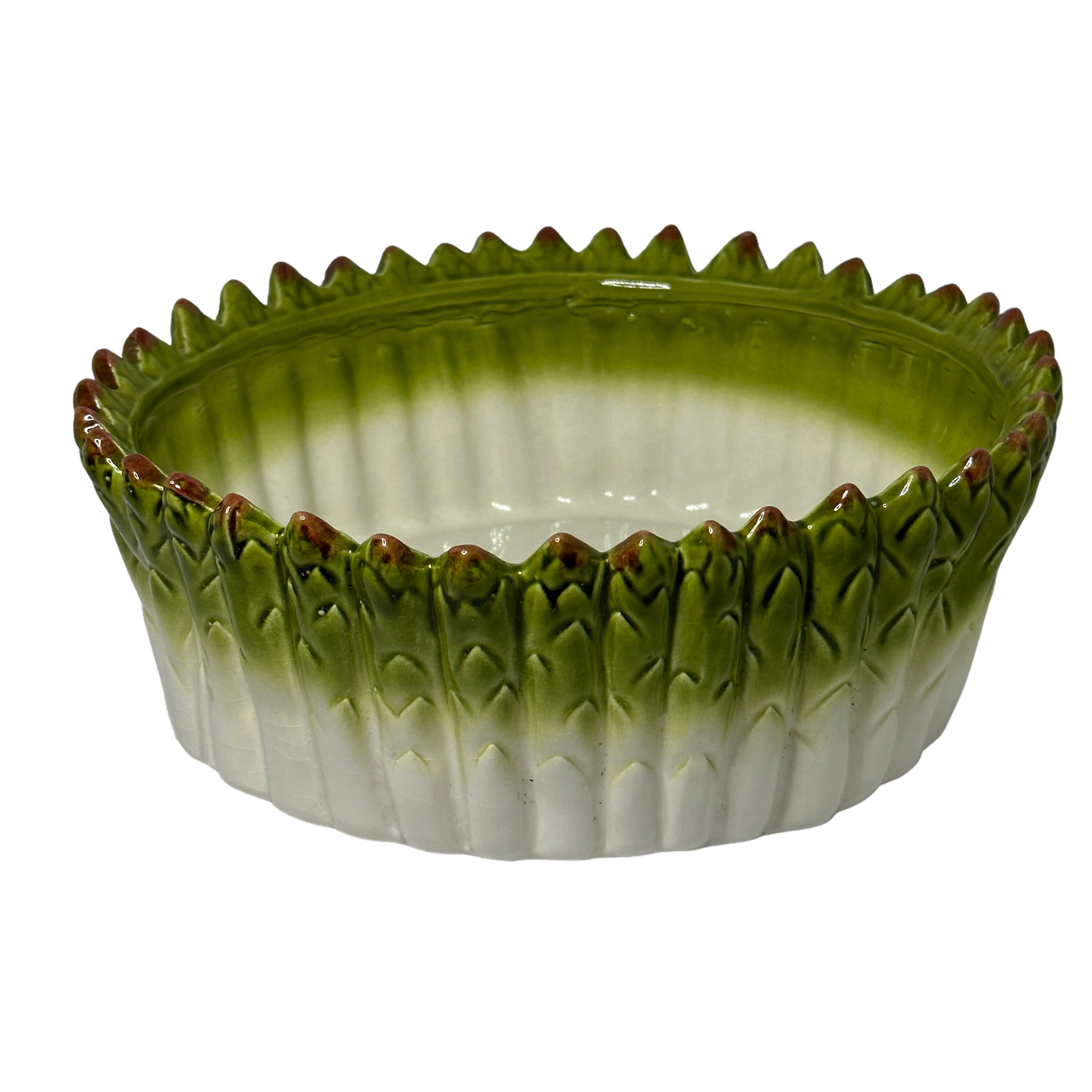 Modern Vintage Ceramic Faience Majolica Asparagus Serving Bowl, Italy 1980s For Sale