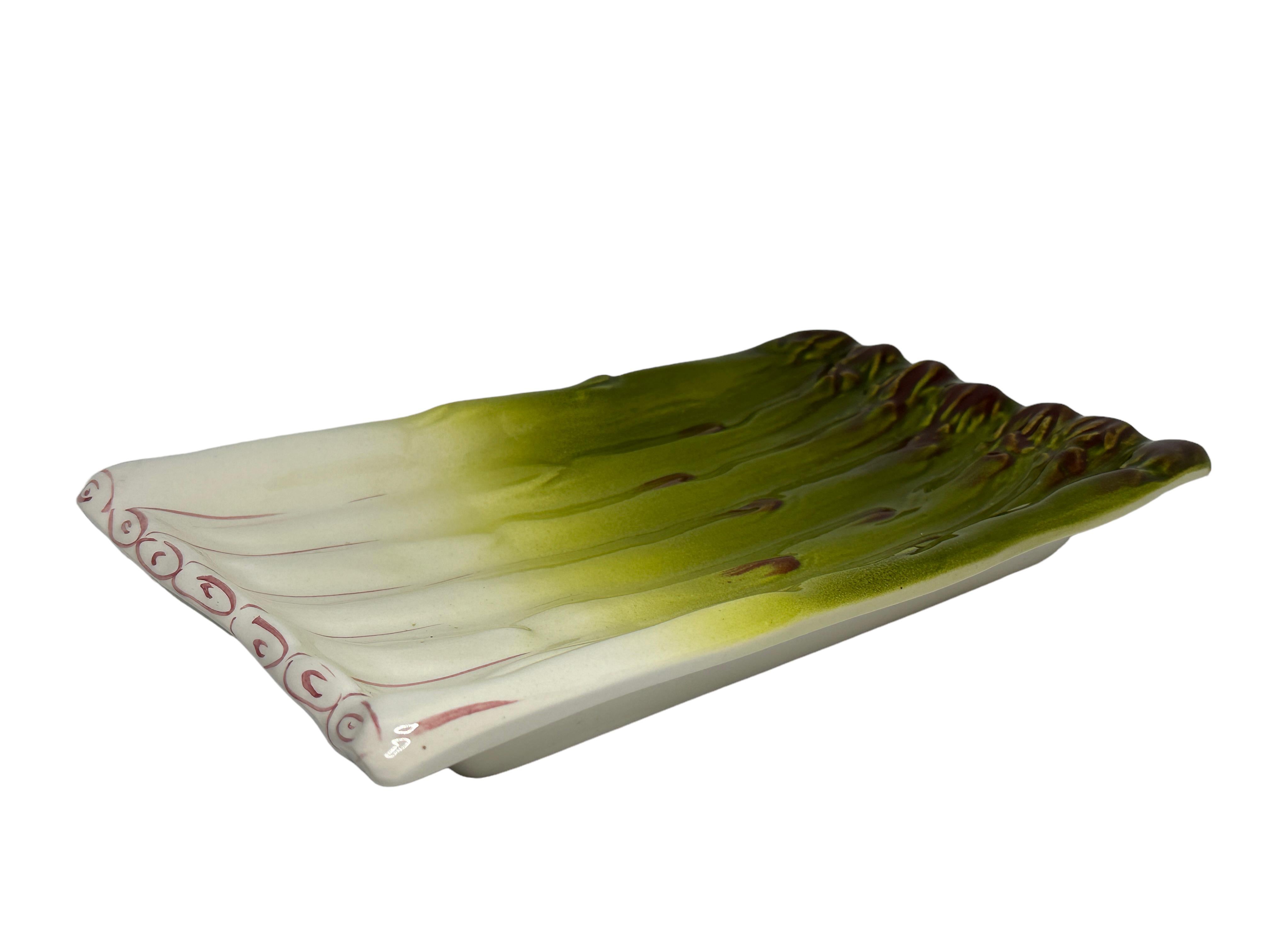 Vintage Ceramic Faience Majolica Asparagus Set of Six Plates, Italy 1980s For Sale 2