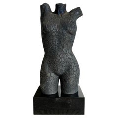 Sculpture de torse féminin vintage en céramique