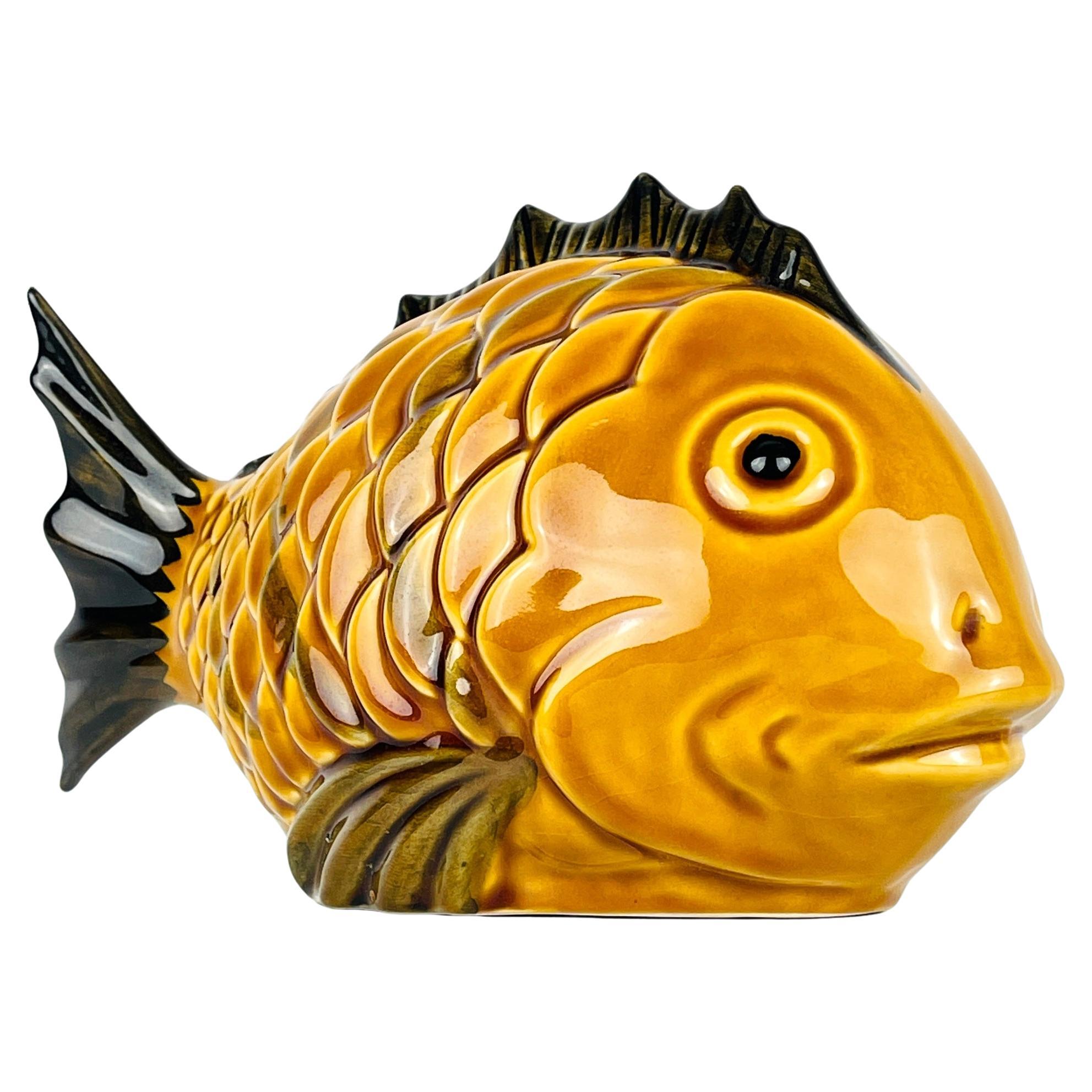 Figurine de poisson vintage en céramique du Portugal, années 1970 