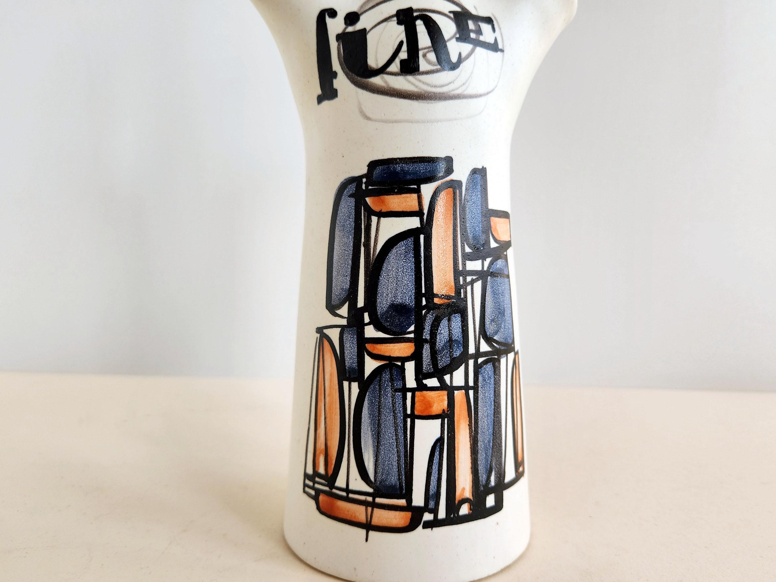 Roger Capron - Vintage Ceramic Fine Flask  In Excellent Condition For Sale In Stratford, CT