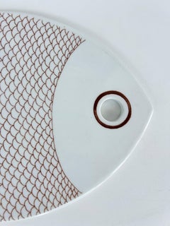 Vintage Ceramic Fish Serving Platter, Danish Modern Style