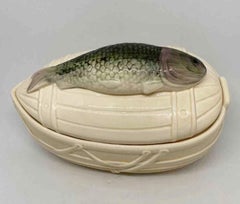 Vintage Ceramic Fish Tureen for Marinated Herring or Trout Dinnerware