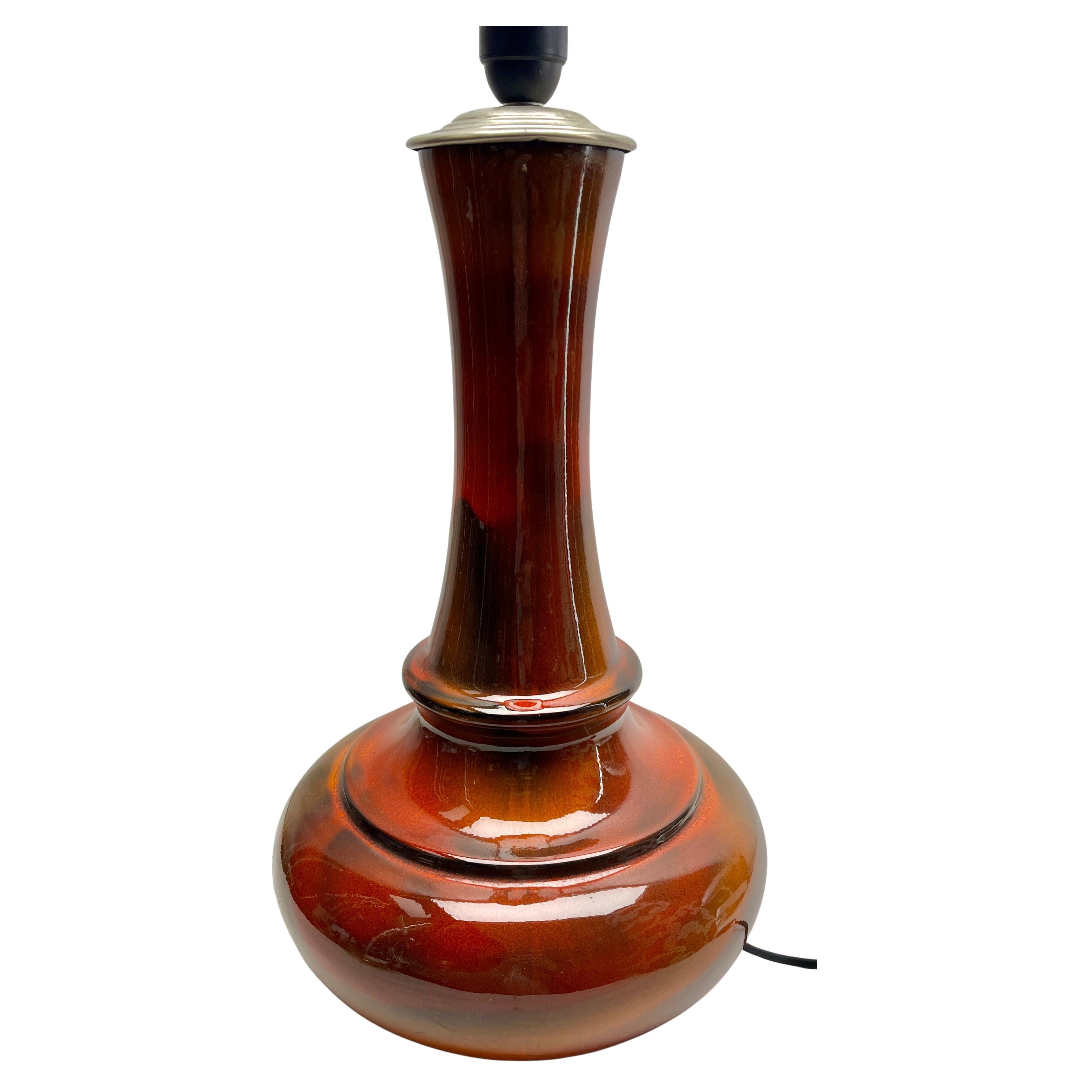 Mid-Century Modern Lampadaire ou lampe de table vintage en céramique émaillée orange en vente