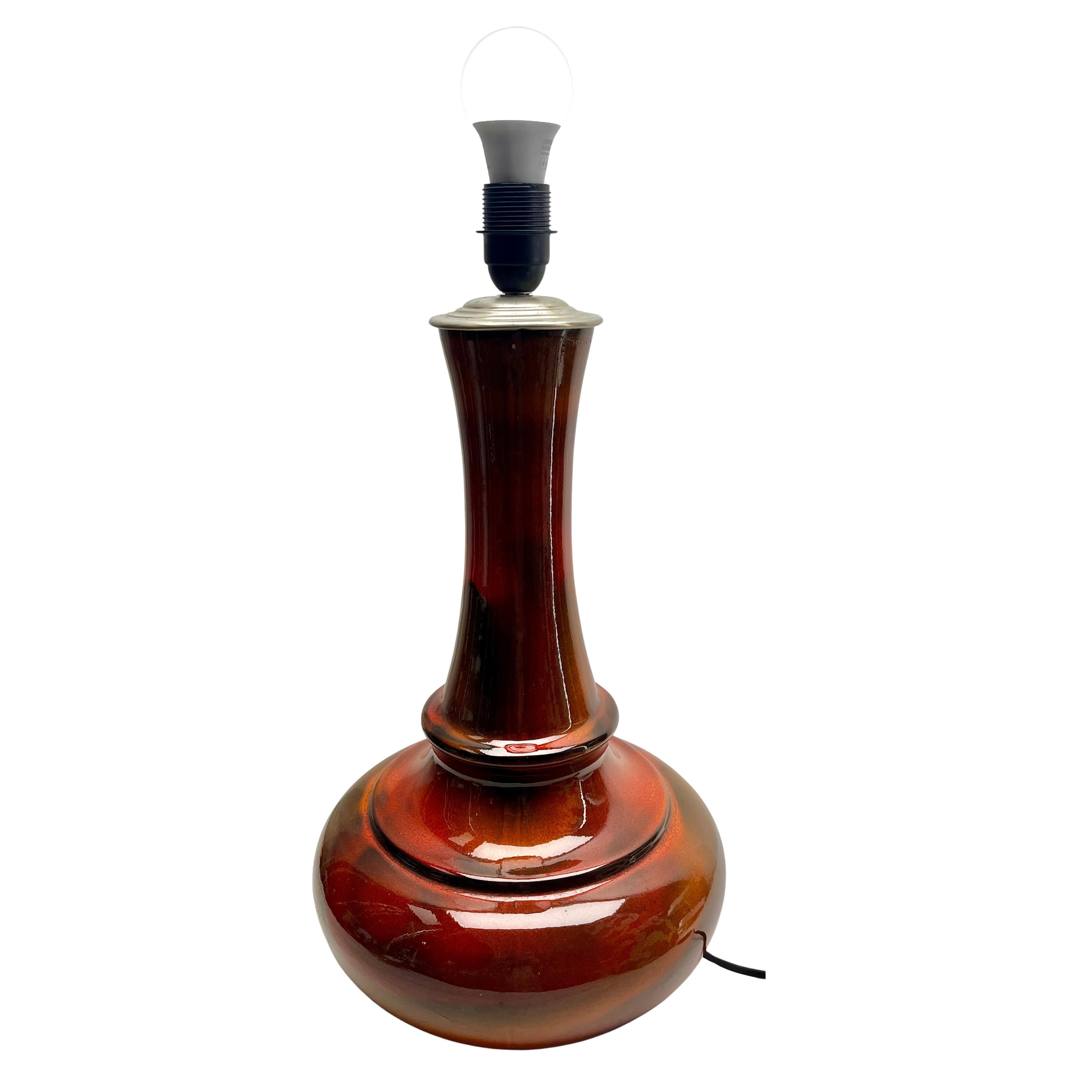 Milieu du XXe siècle Lampadaire ou lampe de table vintage en céramique émaillée orange en vente