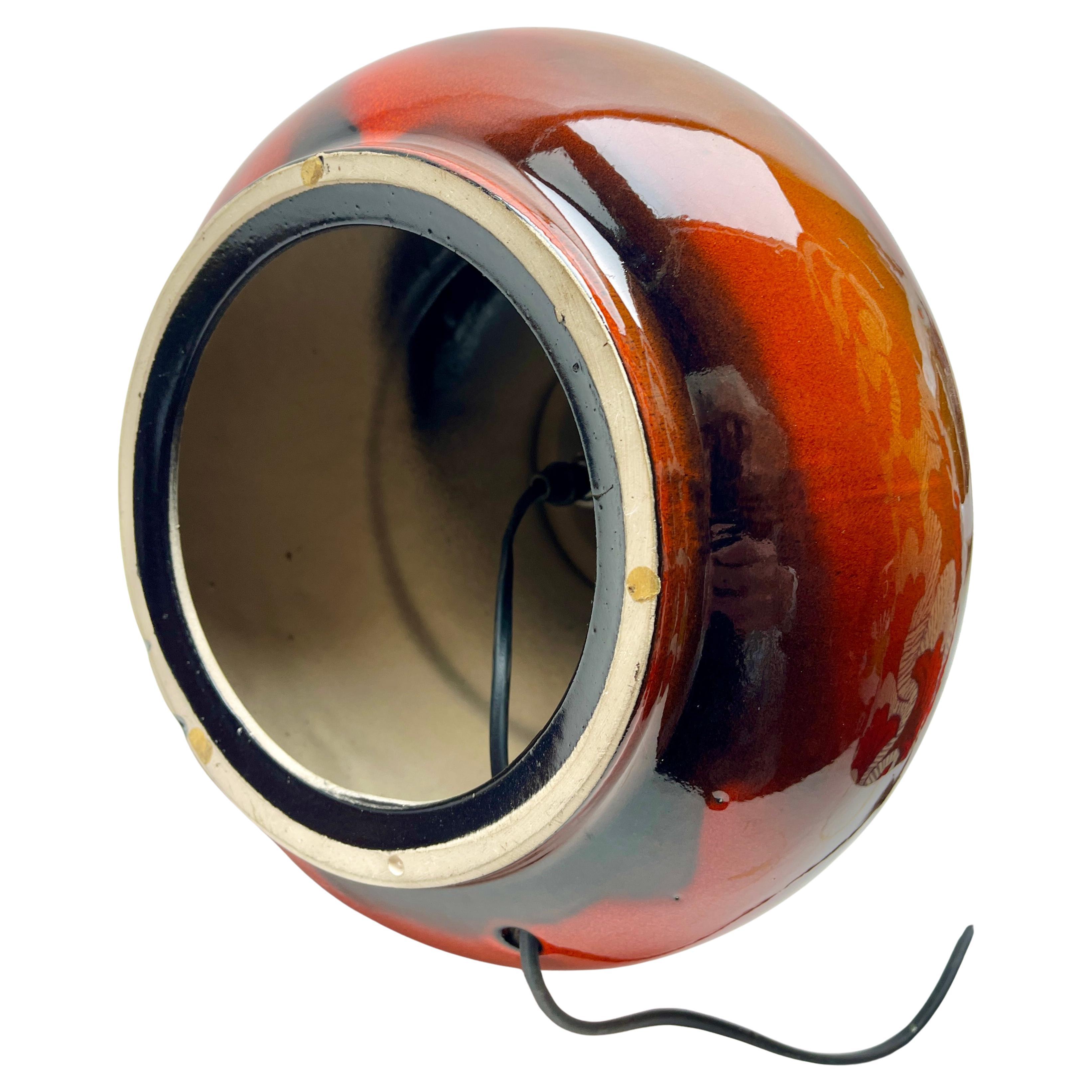 Céramique Lampadaire ou lampe de table vintage en céramique émaillée orange en vente