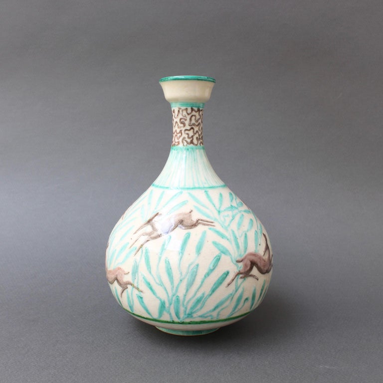 French Vintage Ceramic Flower Vase by Jean Mayodon, circa 1960s For Sale