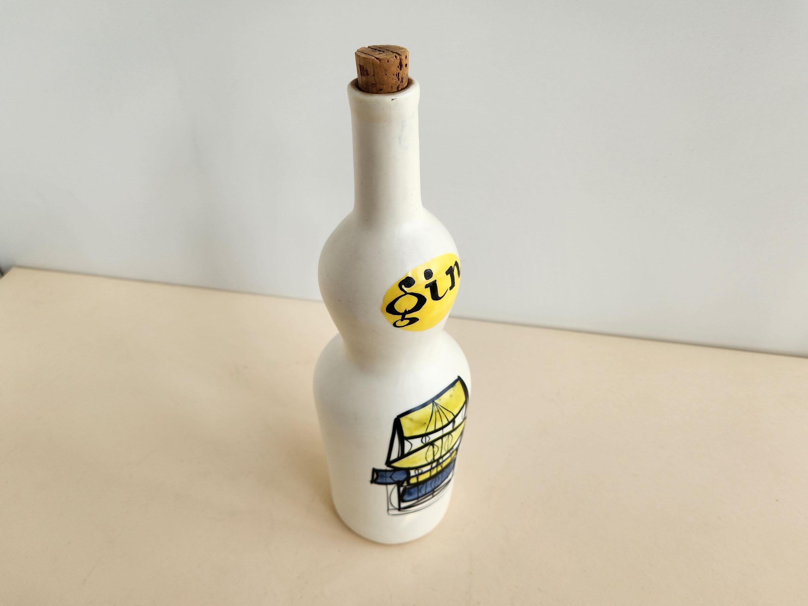 Mid-20th Century Roger Capron - Vintage Ceramic Gin Flask  For Sale
