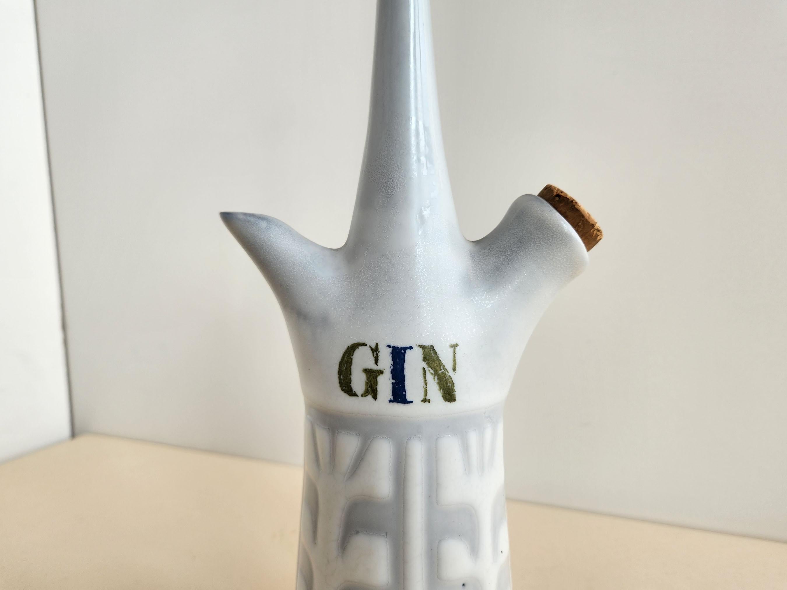 Roger Capron - Flacon de Gin Vintage en Céramique en vente 1