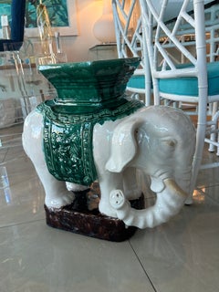 Vintage Ceramic Green Elephant Garden Stool Stand Drink Table Seat Hong Kong