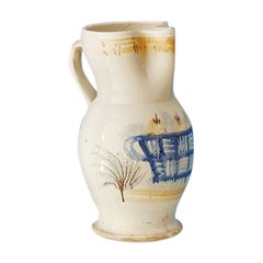 Vintage Ceramic Grottaglie Pitcher with Decorations, Italy, 19th Century