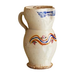 Vintage Ceramic Grottaglie Pitcher with Decorations, Italy, 19th Century