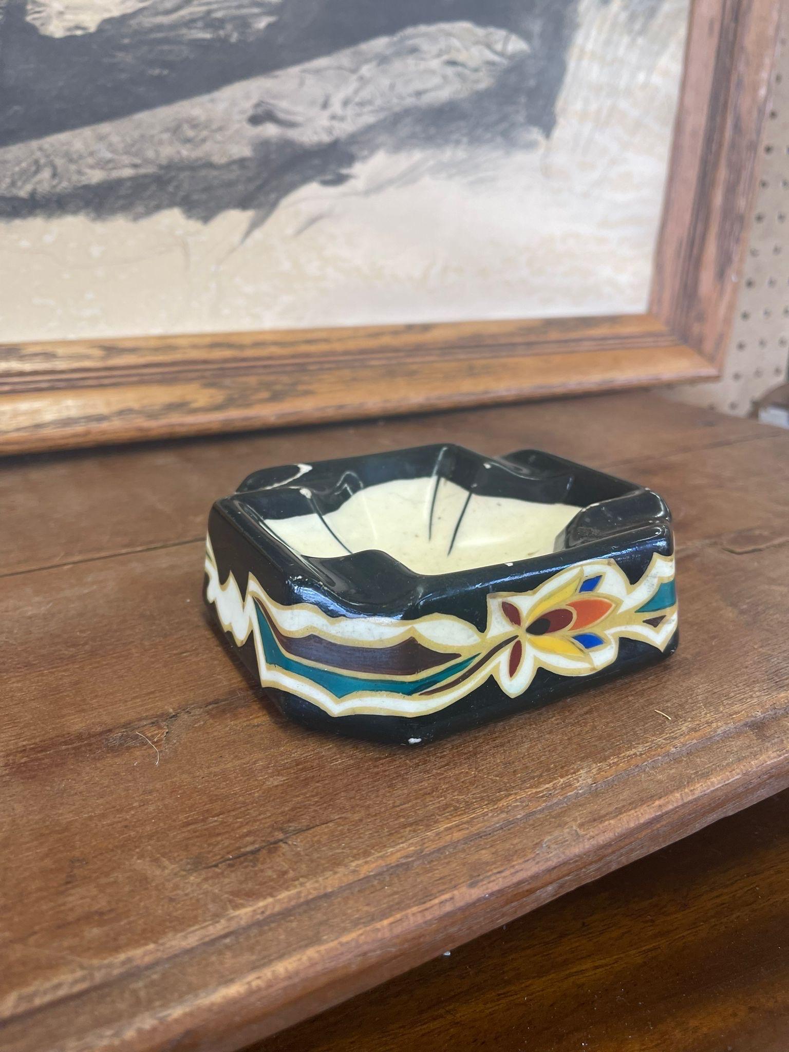 Vintage Ceramic Hand Painted Ashtray. Imported From Holland. For Sale 1