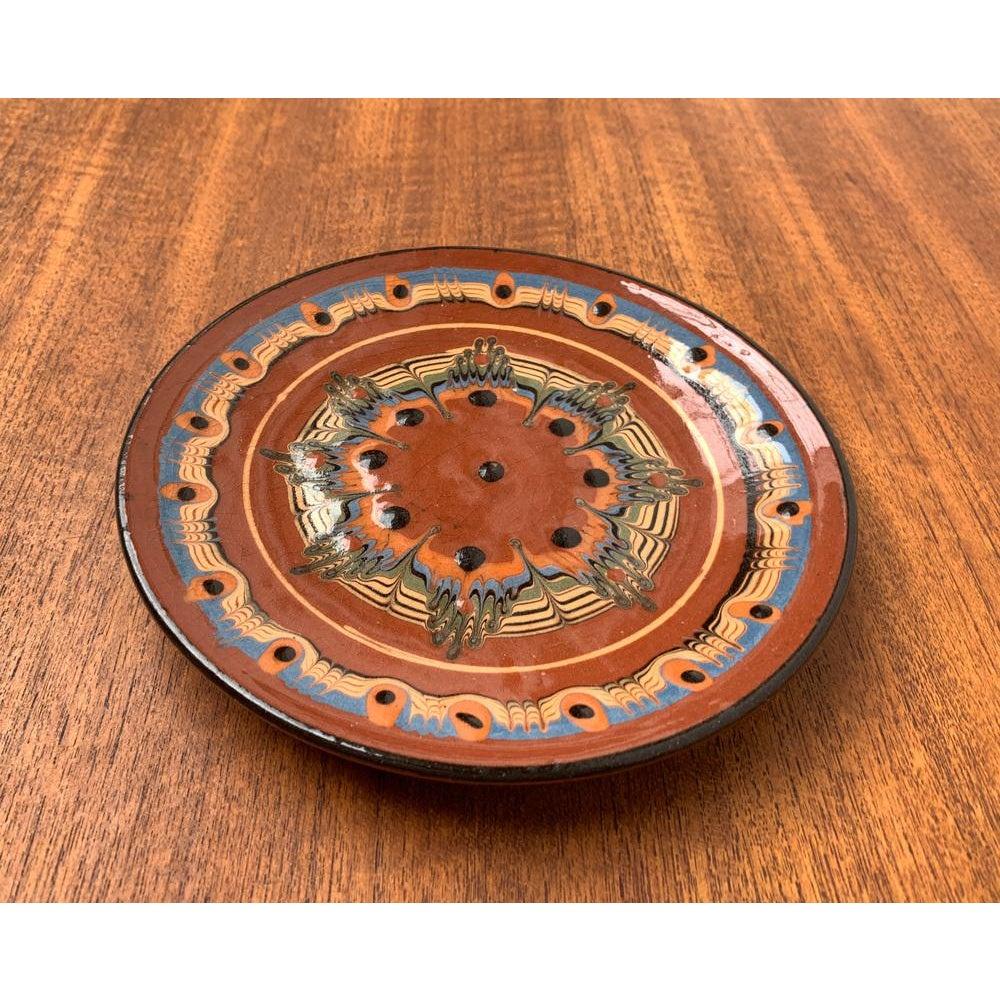 Handbemalte Vintage-Wandteller aus Keramik, 1970er Jahre im Angebot 1