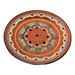 Piatto da parete in ceramica vintage dipinto a mano, anni '70