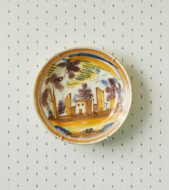 Vintage Ceramic Hanging Platter in Yellow and Orange, Germany, 20th Century