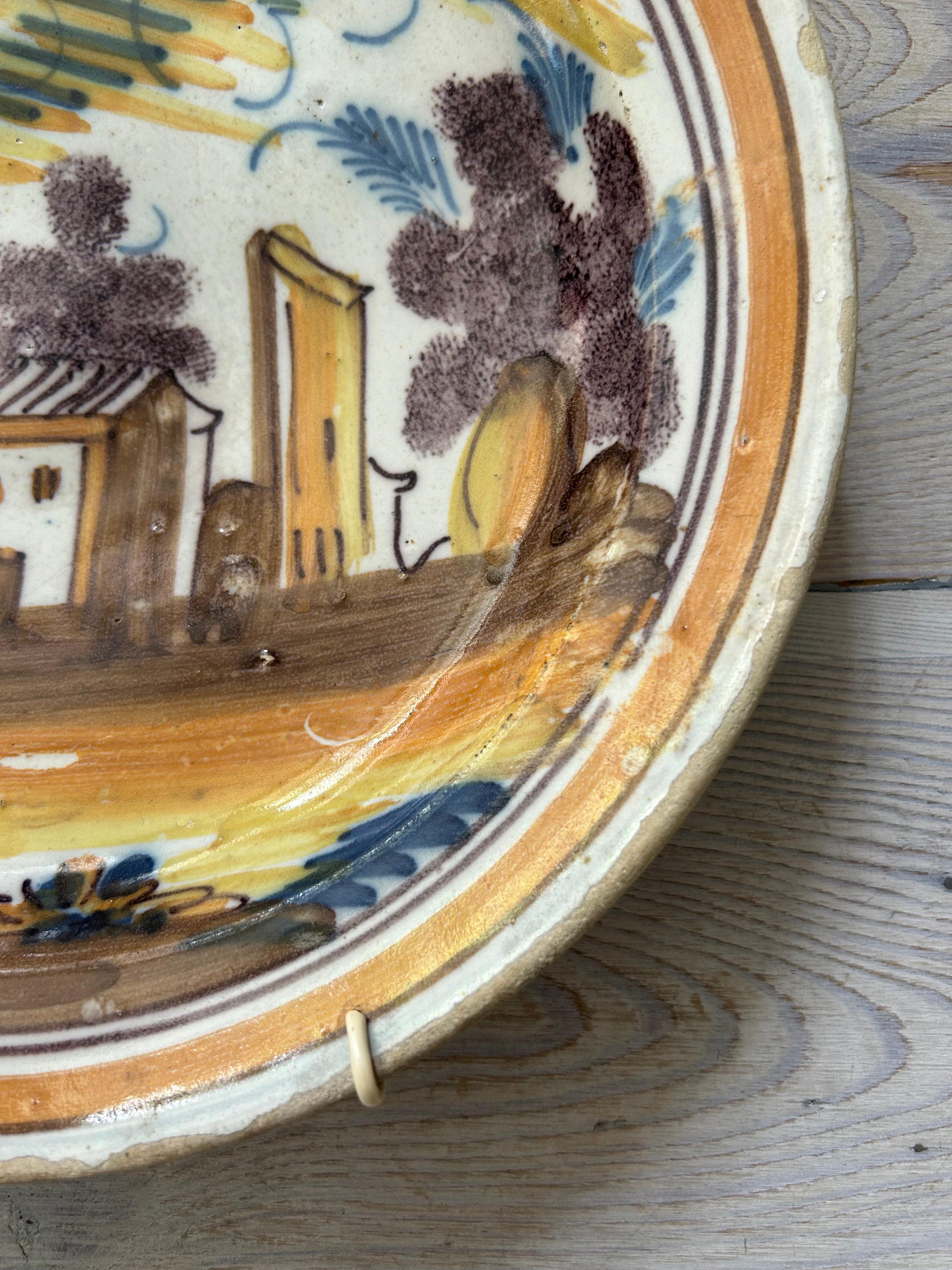 Vintage Ceramic Hanging Platter in Yellow and Orange, Germany, 20th Century In Good Condition For Sale In Copenhagen K, DK