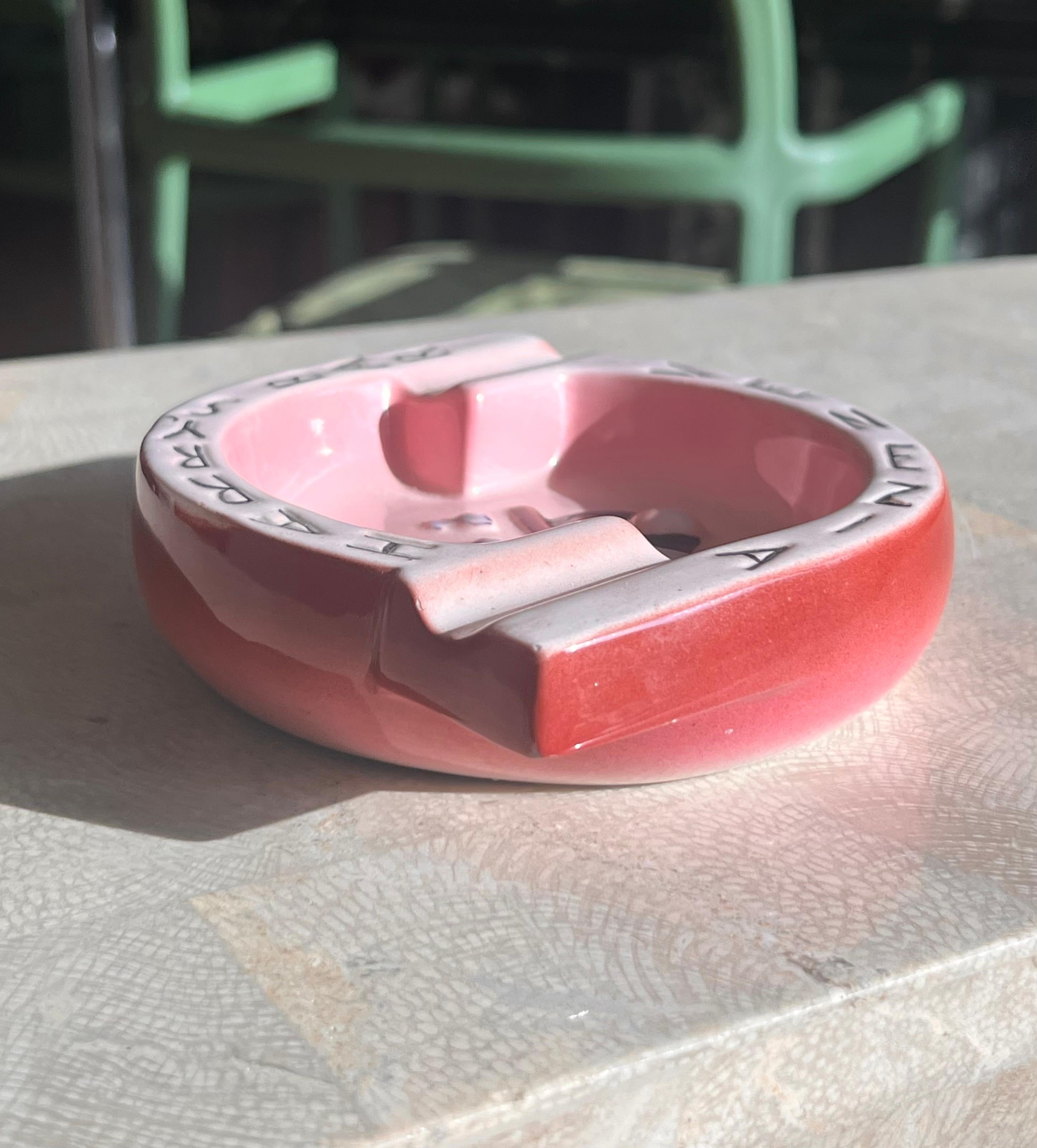 Vintage ceramic “Harry’s Bar” Venezia pink ashtray, Italy mid 20th century 3