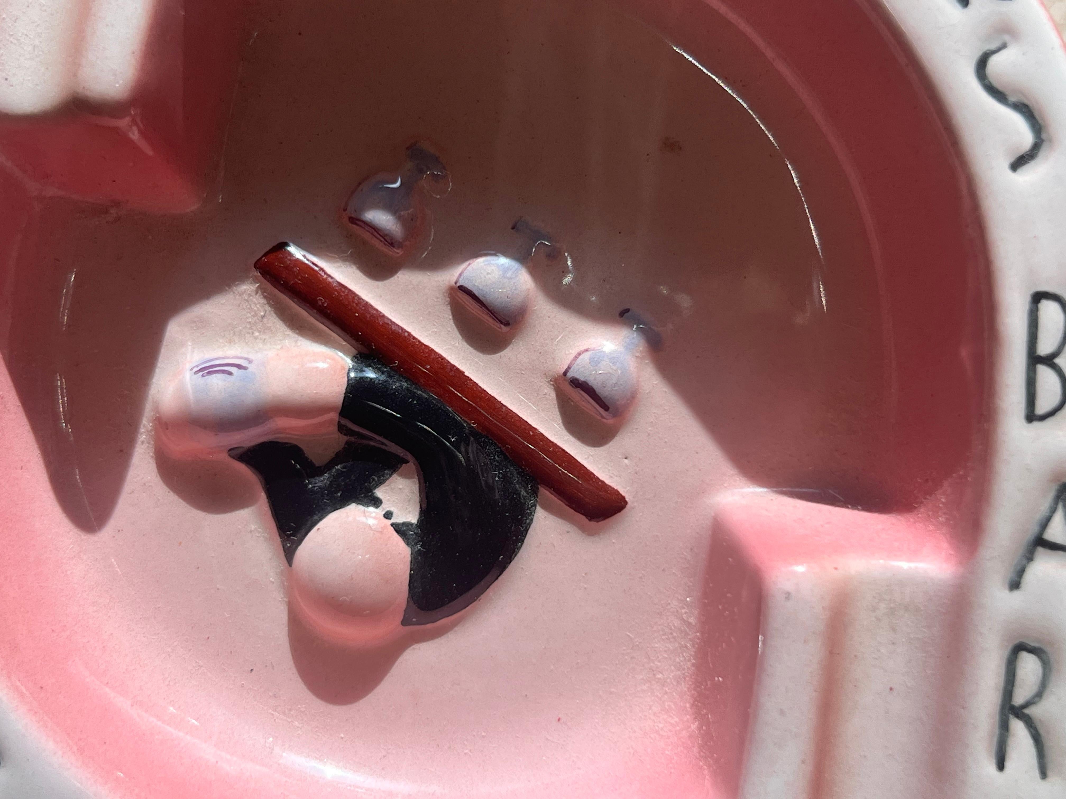 Vintage ceramic “Harry’s Bar” Venezia pink ashtray, Italy mid 20th century 4