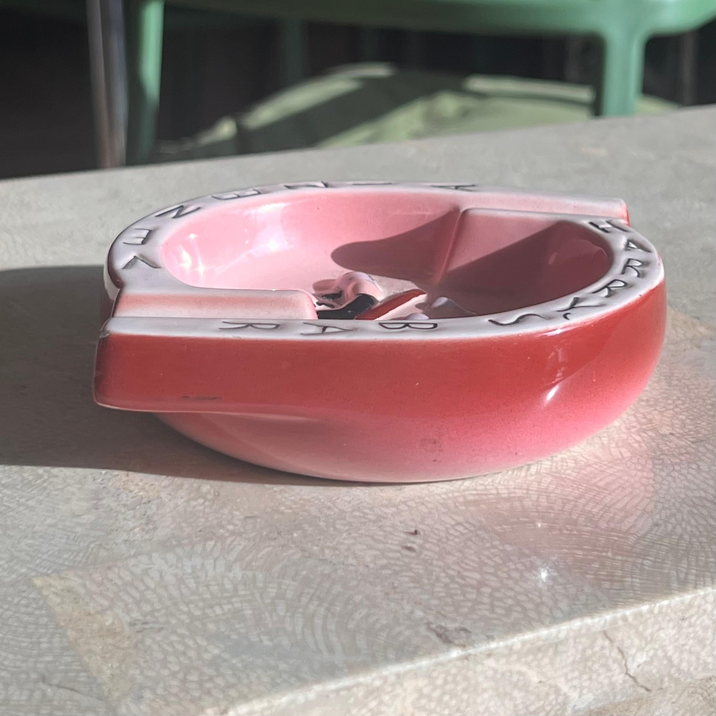 Vintage ceramic “Harry’s Bar” Venezia pink ashtray, Italy mid 20th century 6