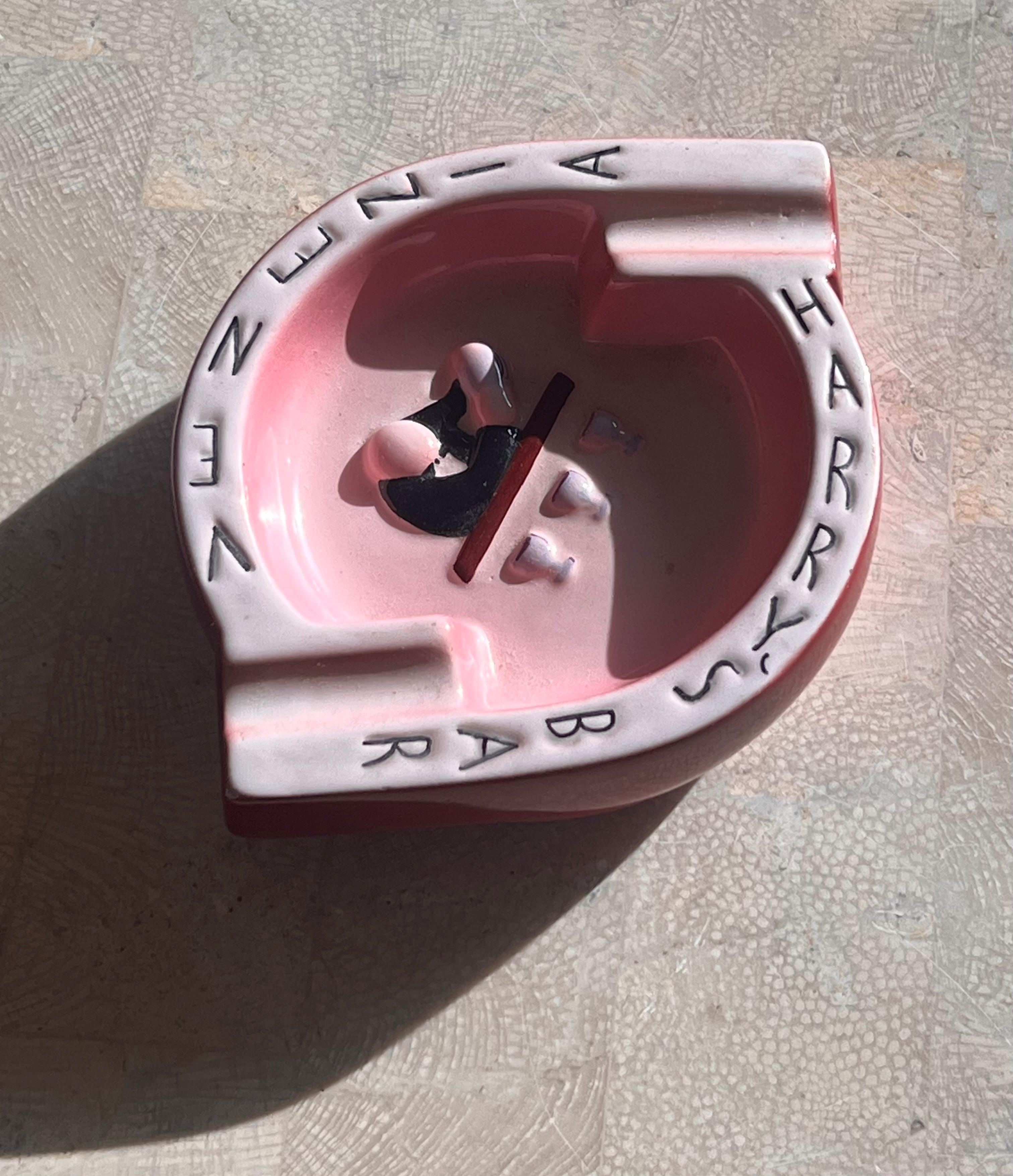 Vintage ceramic “Harry’s Bar” Venezia pink ashtray, Italy mid 20th century 7