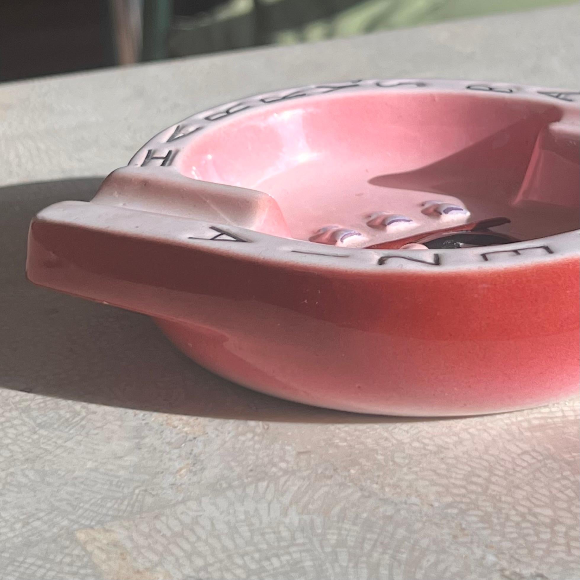 20th Century Vintage ceramic “Harry’s Bar” Venezia pink ashtray, Italy mid 20th century