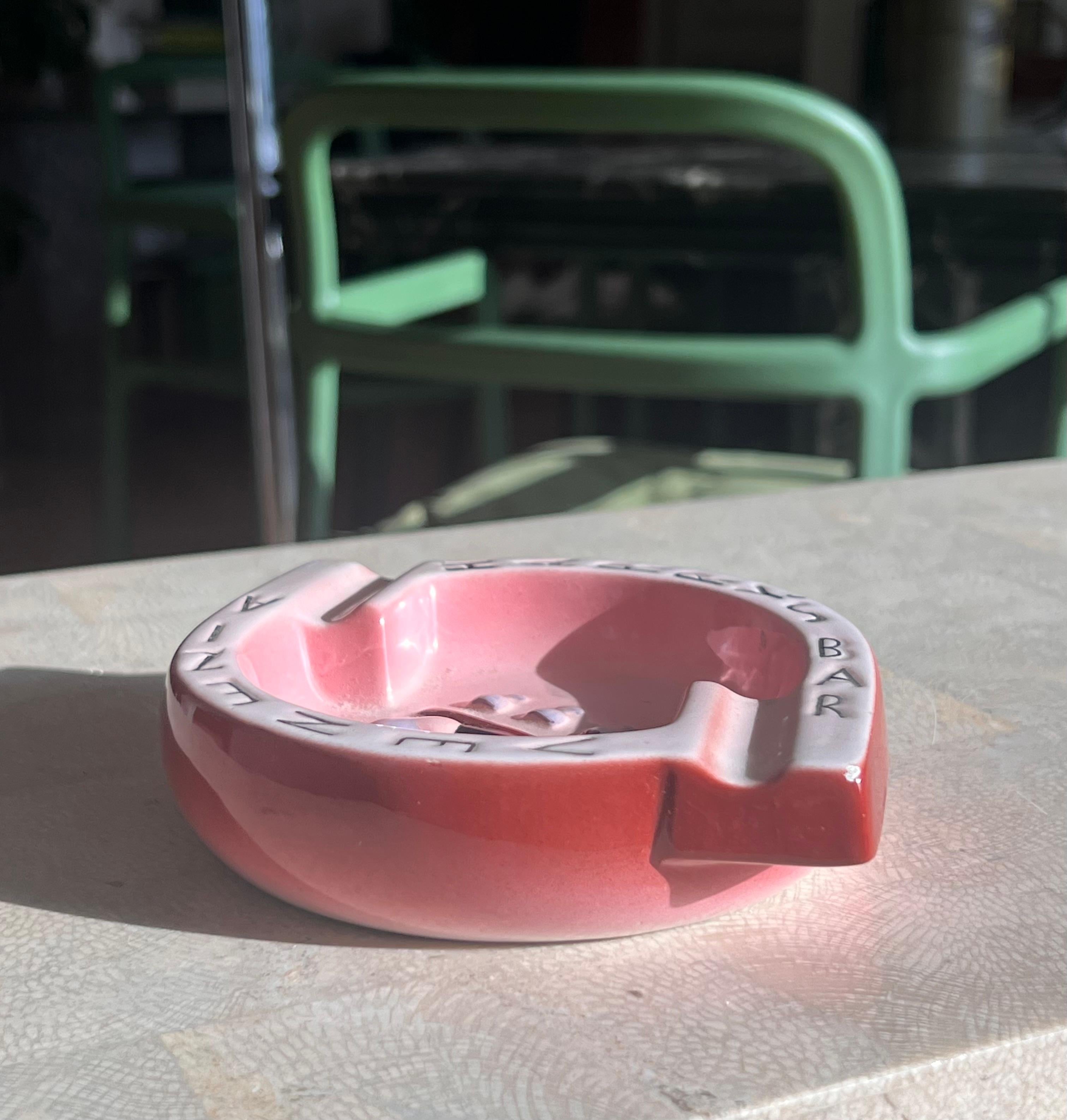 Ceramic Vintage ceramic “Harry’s Bar” Venezia pink ashtray, Italy mid 20th century