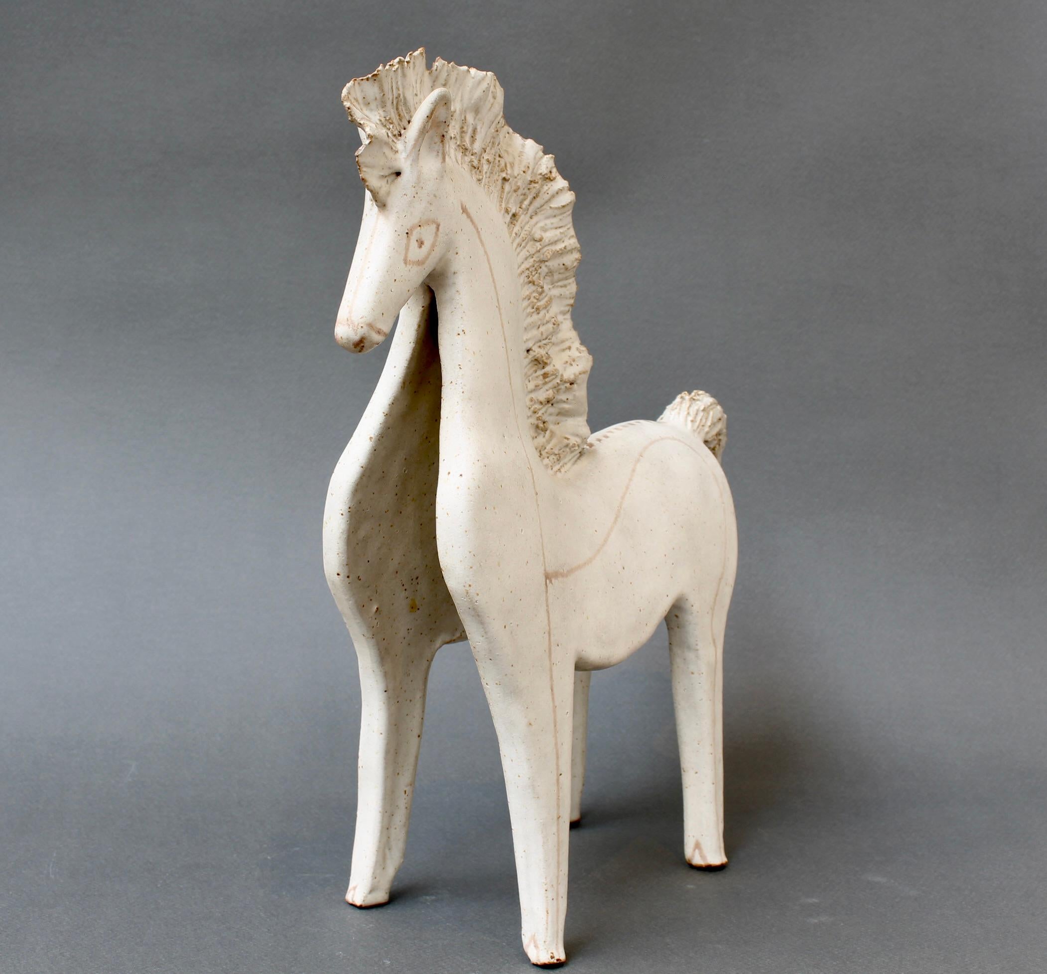 Italian Vintage Ceramic Horse by Bruno Gambone (circa 1970s) - Large For Sale