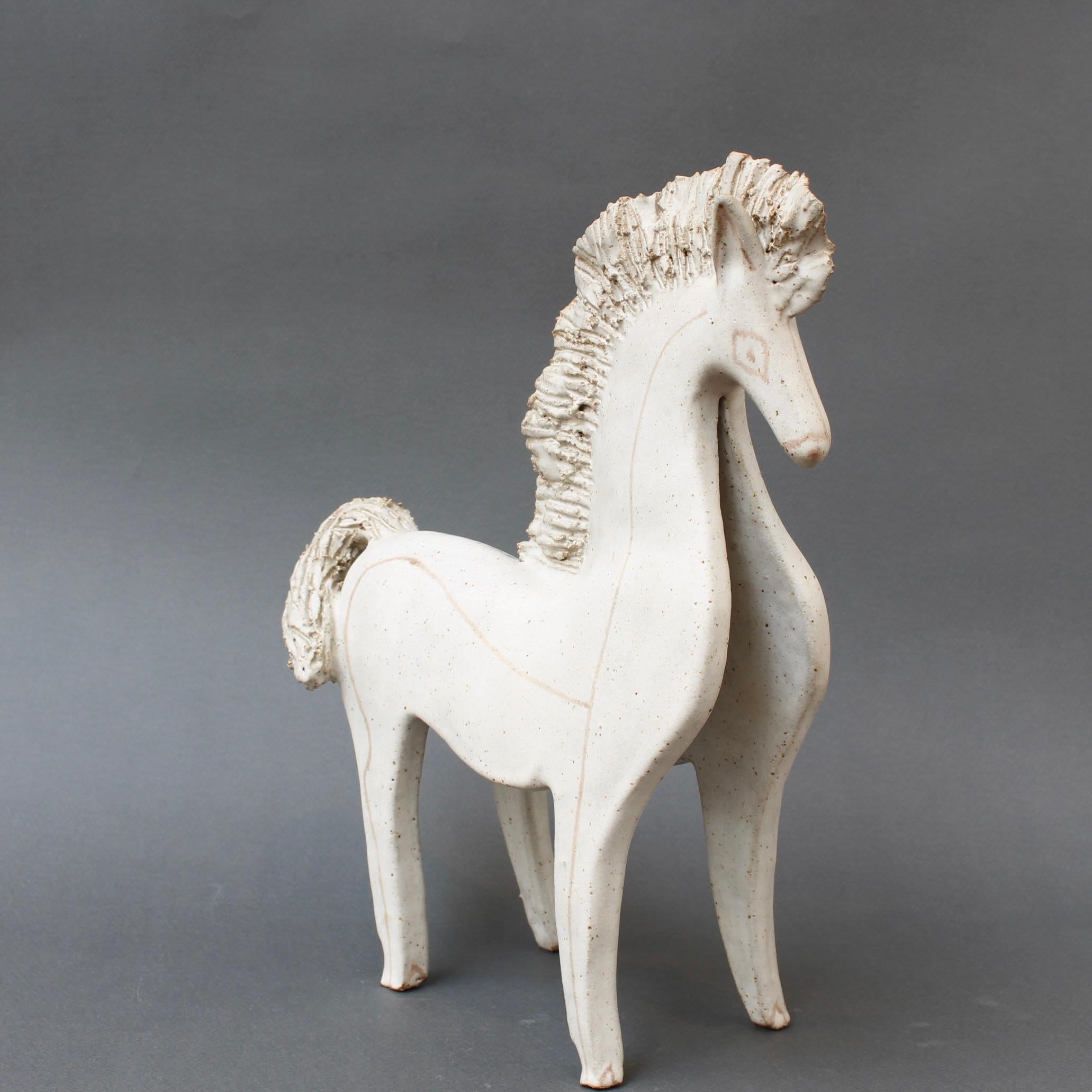 Late 20th Century Vintage Ceramic Horse by Bruno Gambone (circa 1970s) - Large For Sale
