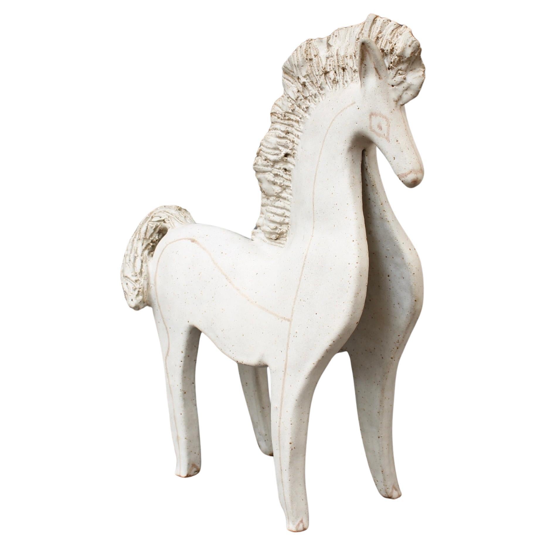 Vintage Ceramic Horse by Bruno Gambone (circa 1970s) - Large For Sale