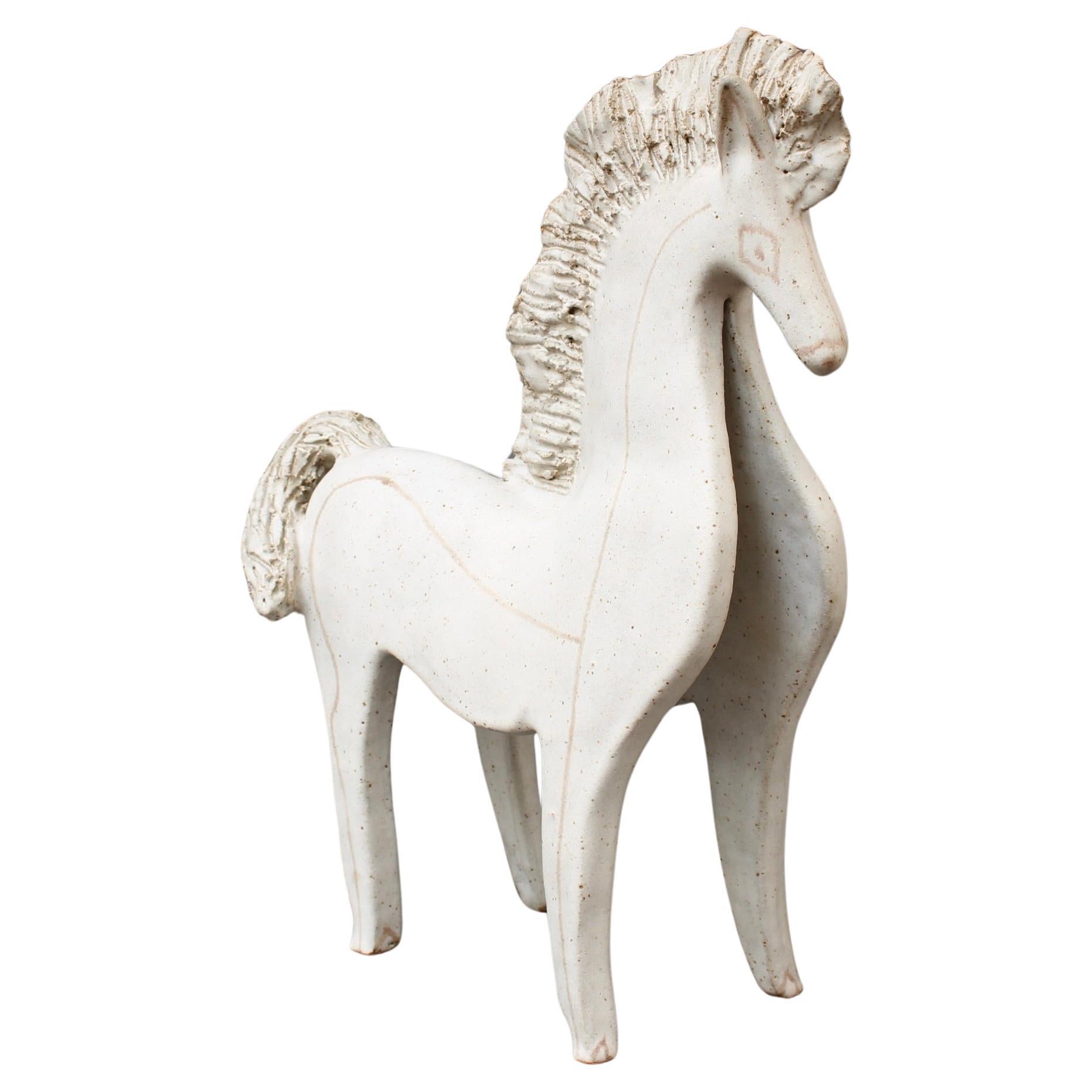 Cheval vintage en céramique de Bruno Gambone (circa 1970) - Large en vente