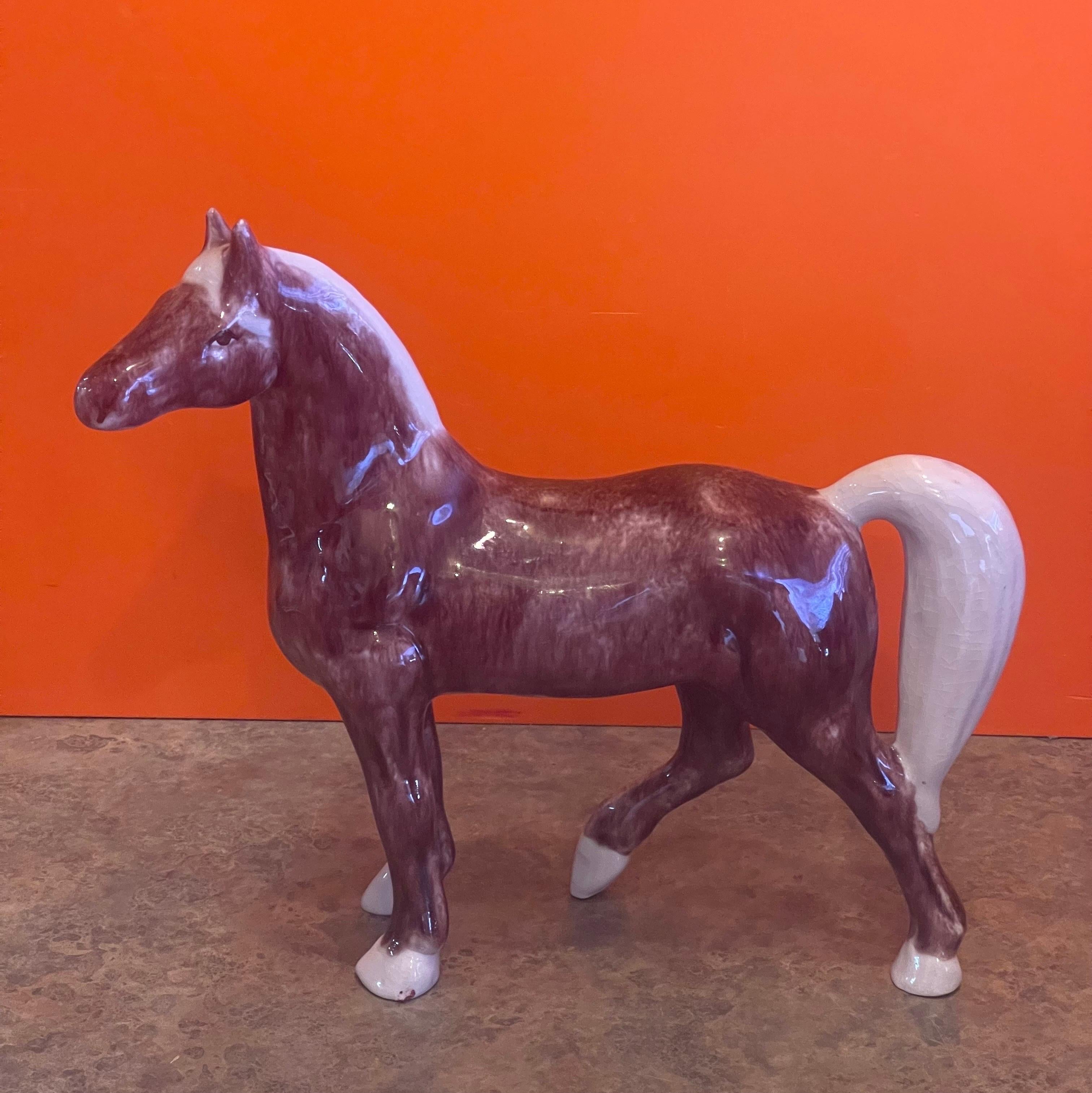Hand-Crafted Vintage Ceramic Horse Sculpture by Dorothy Kindell For Sale
