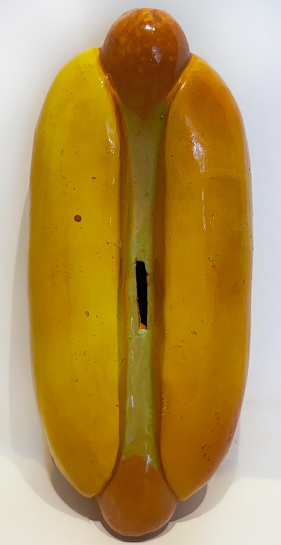 Glazed Vintage Ceramic Hot Dog and Hamburger Banks, Set of Two For Sale