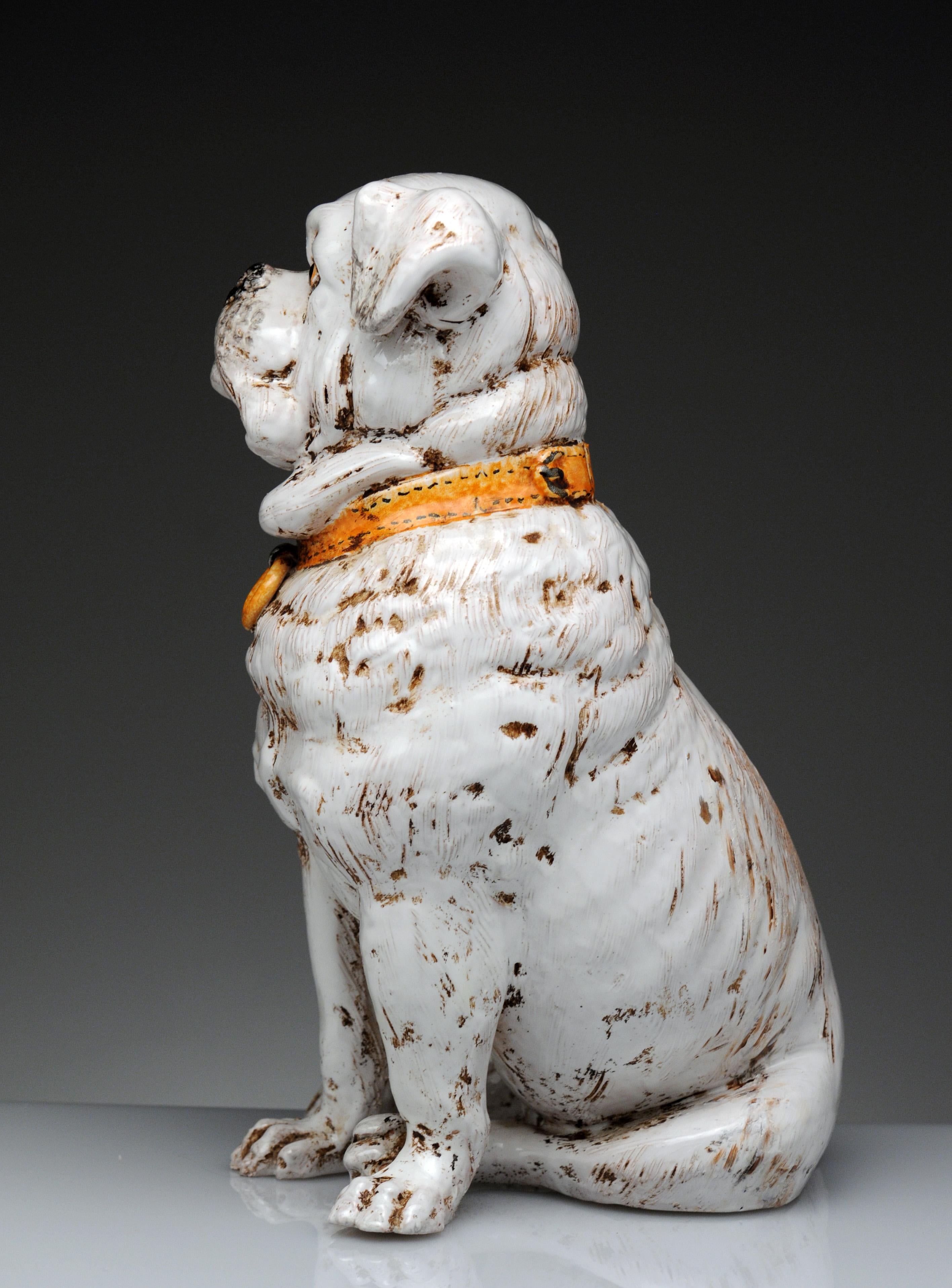 Porcelain Vintage Ceramic Italian Dog Sculpture